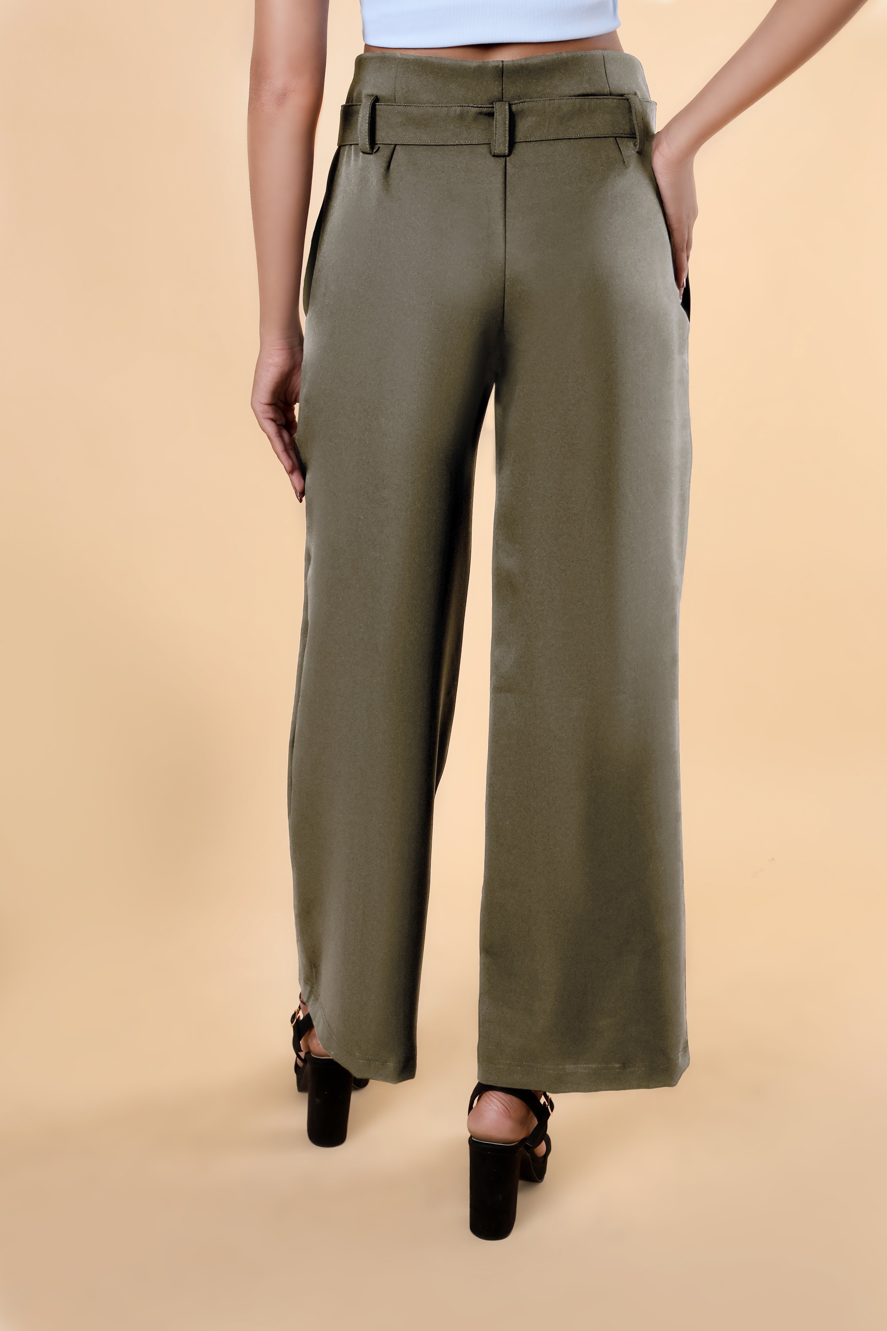 High Rise Wide Trouser With Belt