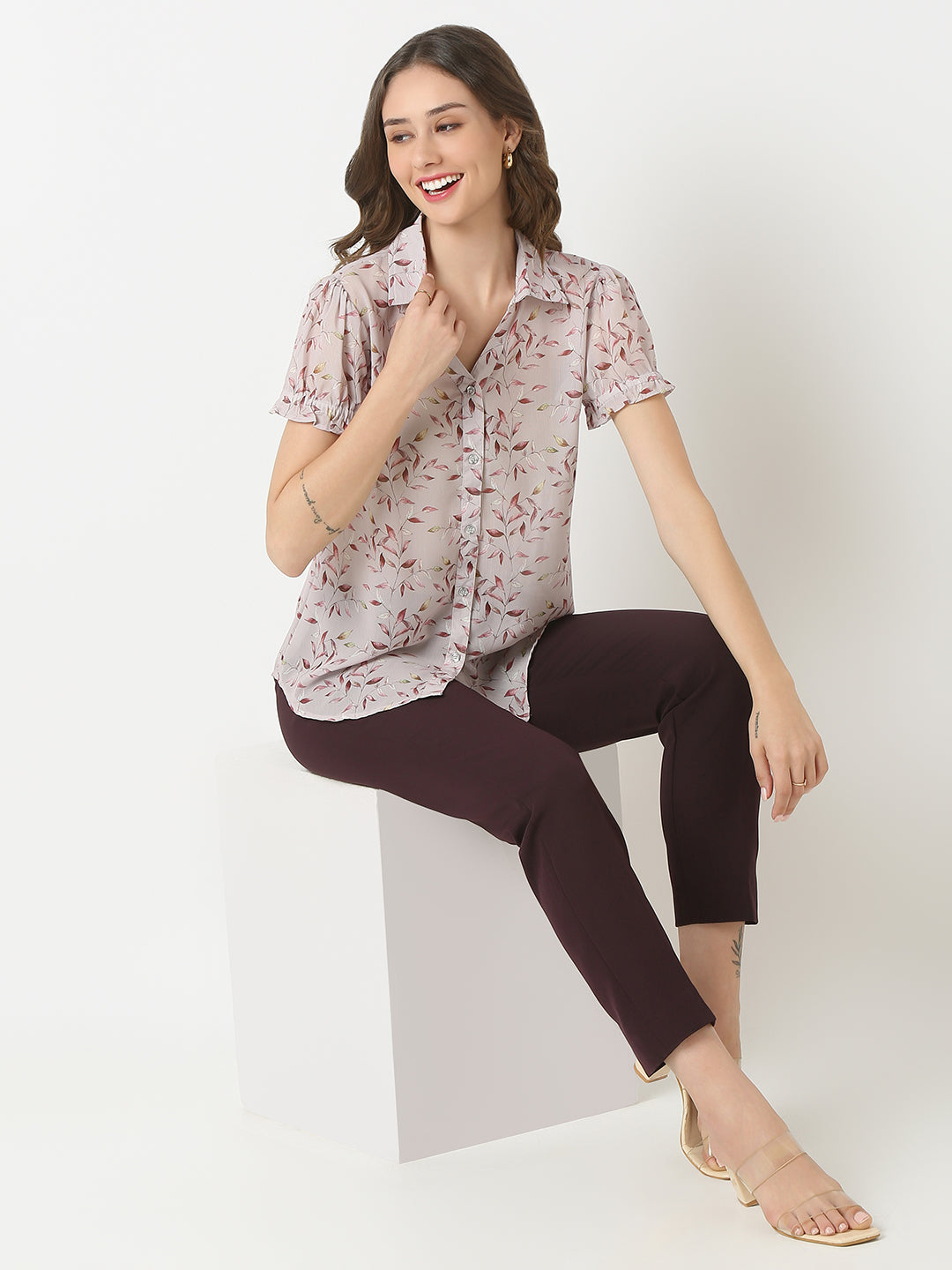 Peach Puff Sleeve Shirt