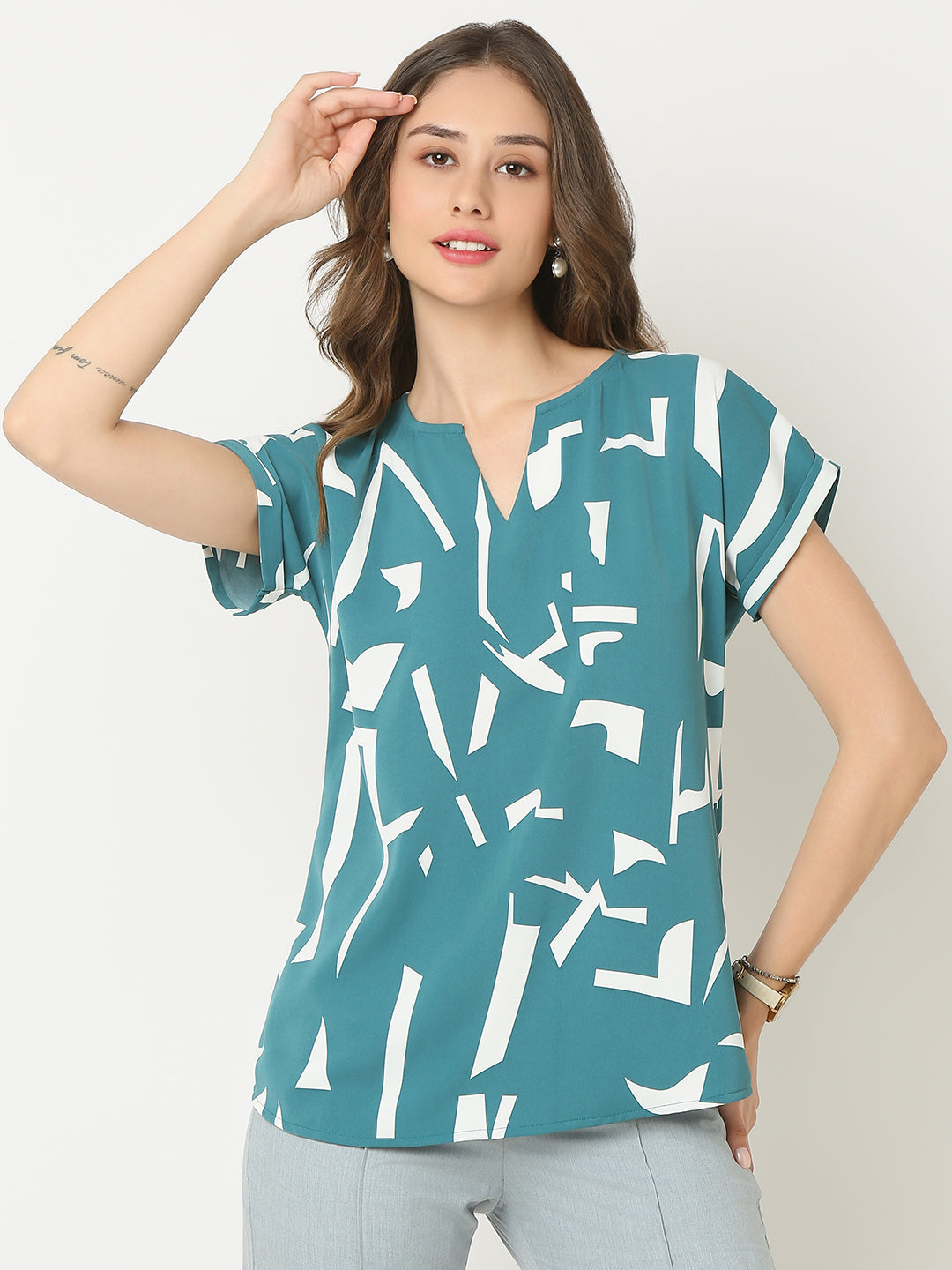 Green Printed Comfort Top