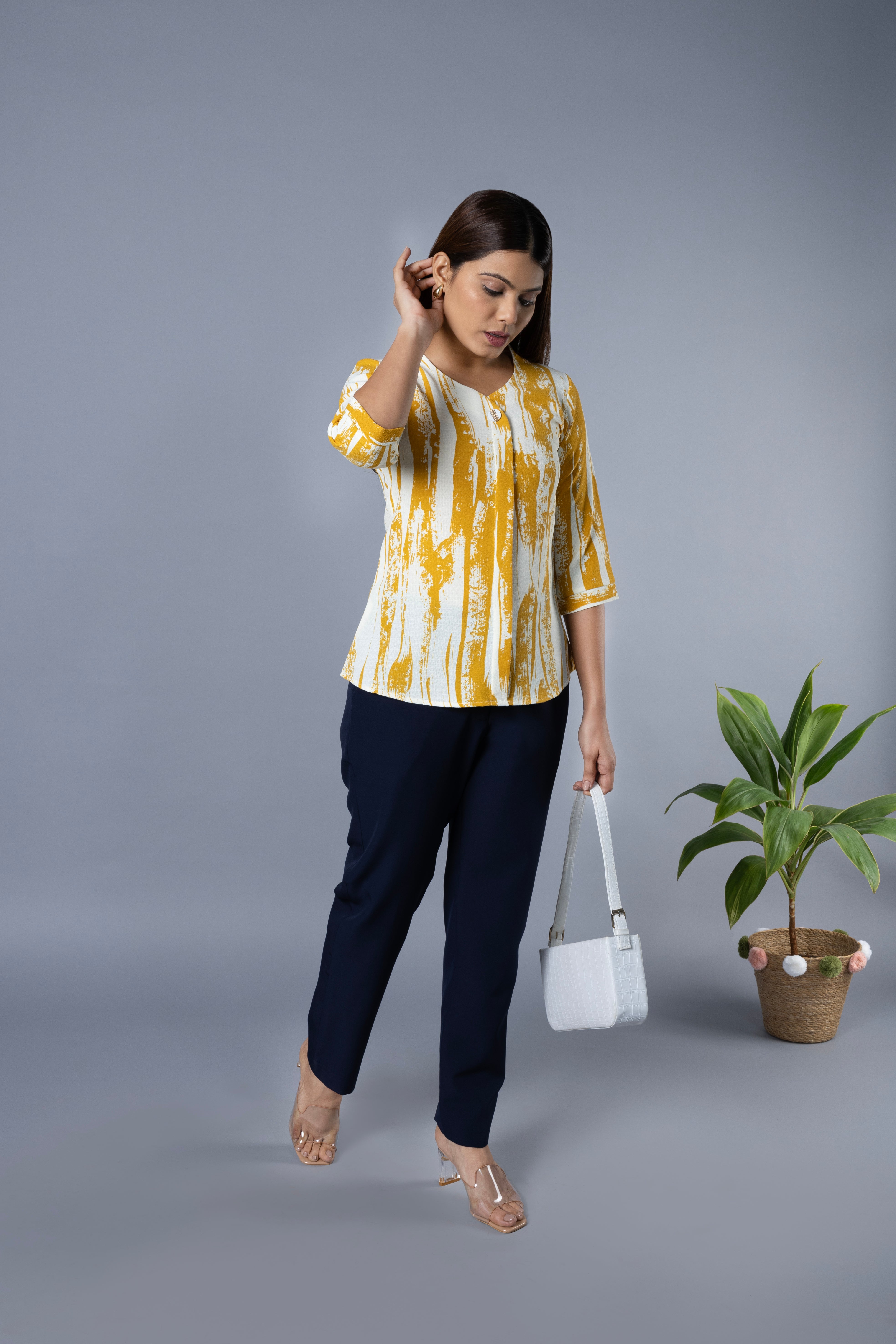 Elegant V Neck Women Top