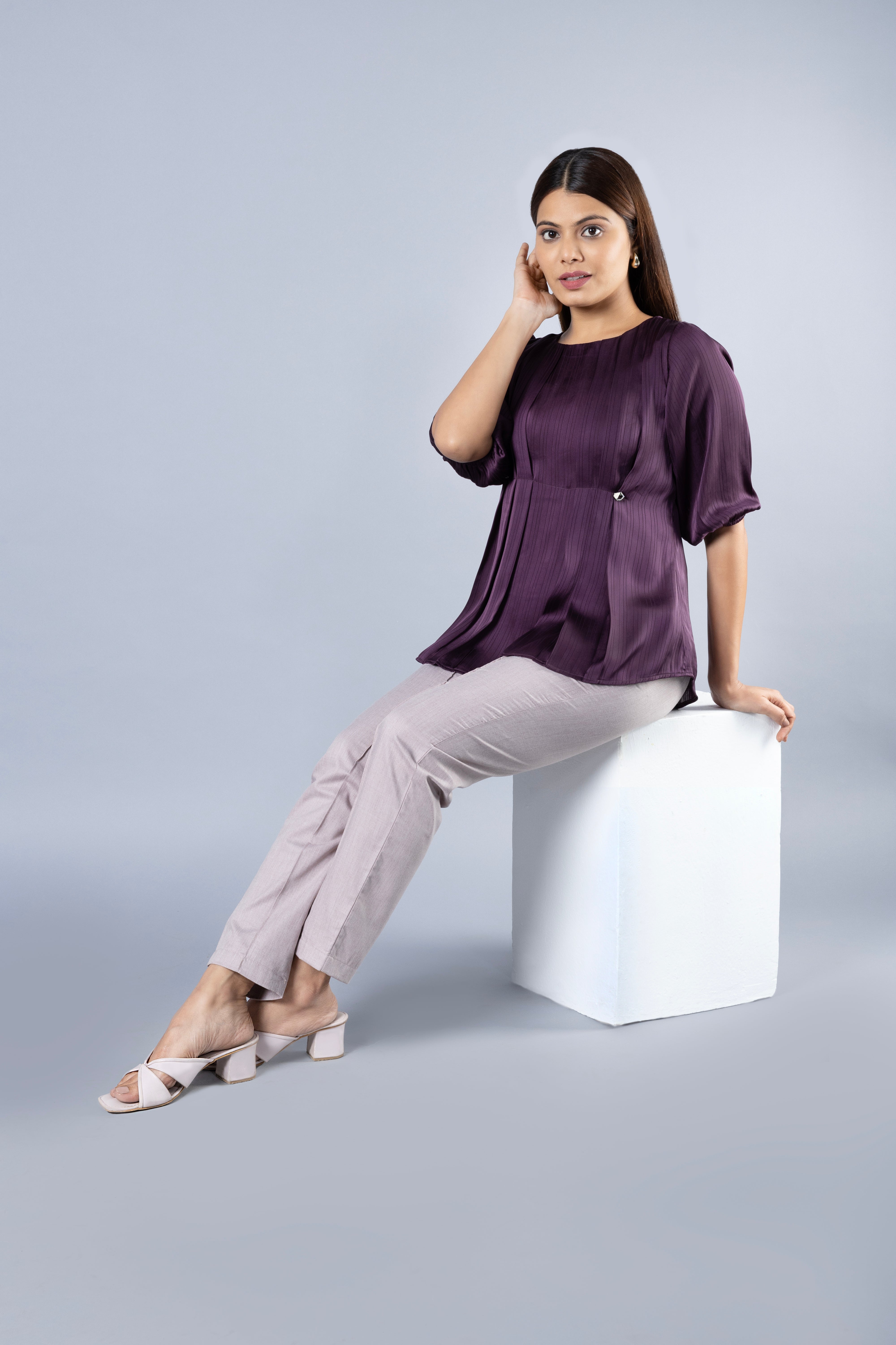 Women Pleat Detailed Comfort Top