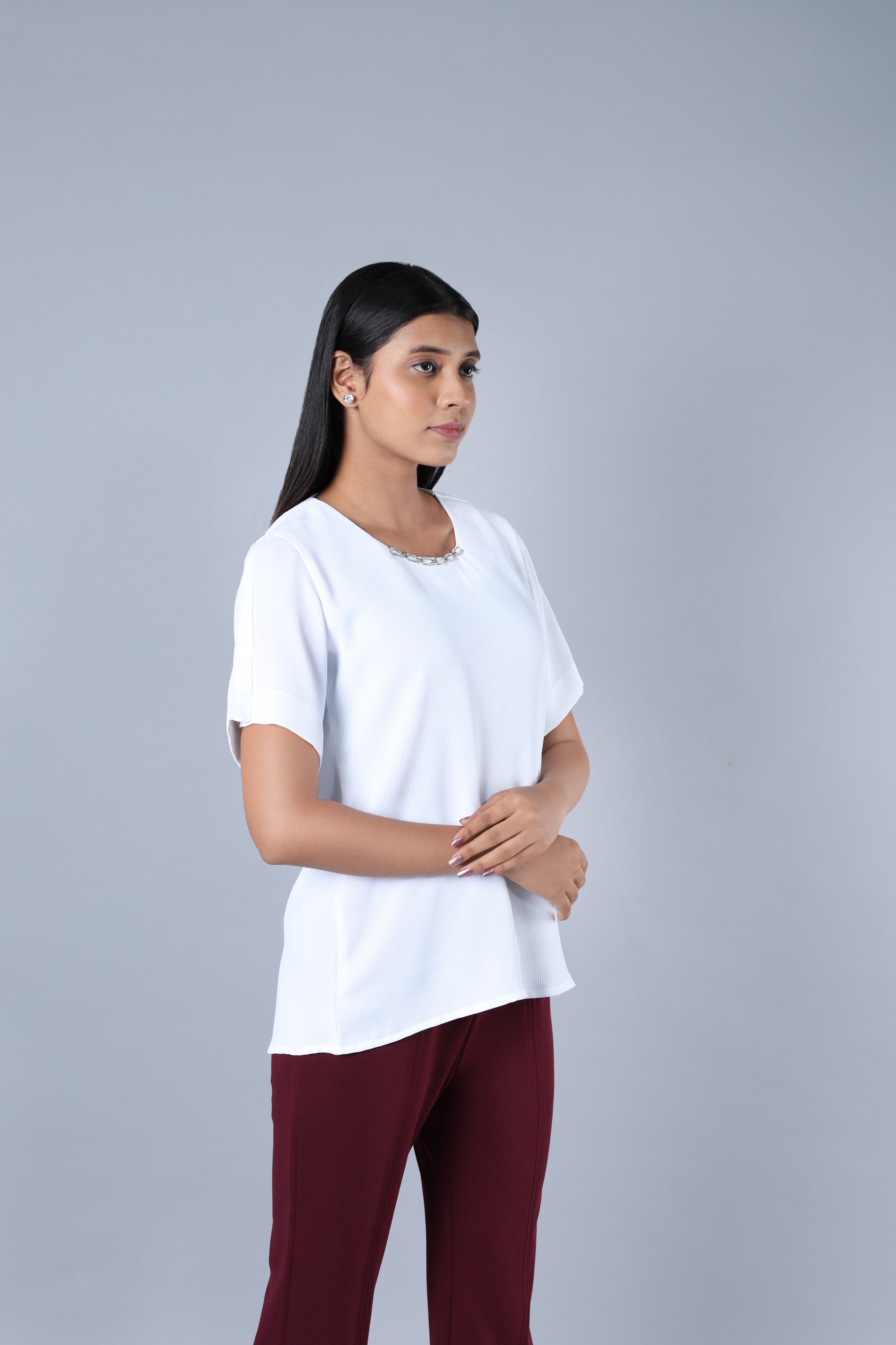 Top with detail overlap sleeve
