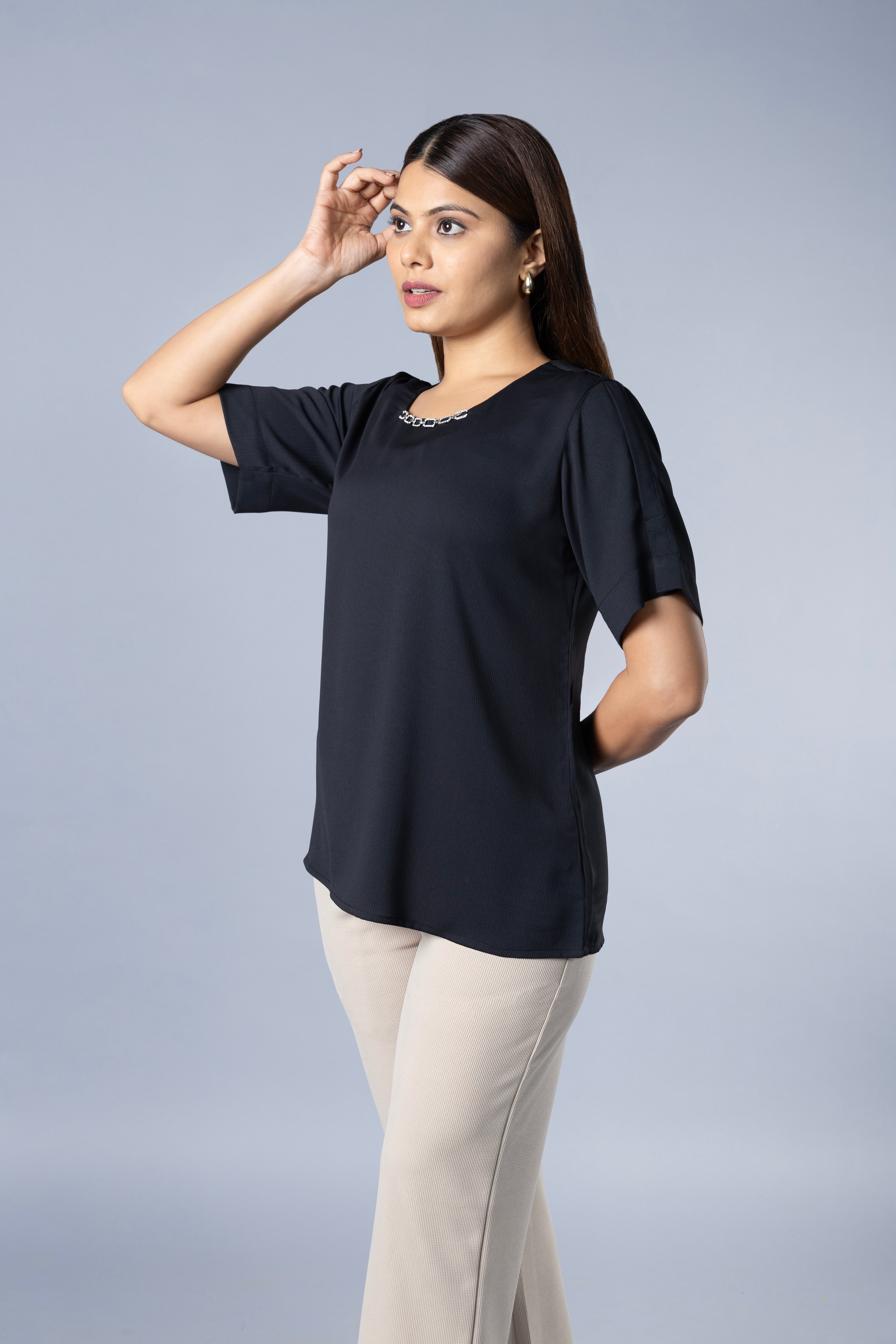 Top with detail overlap sleeve