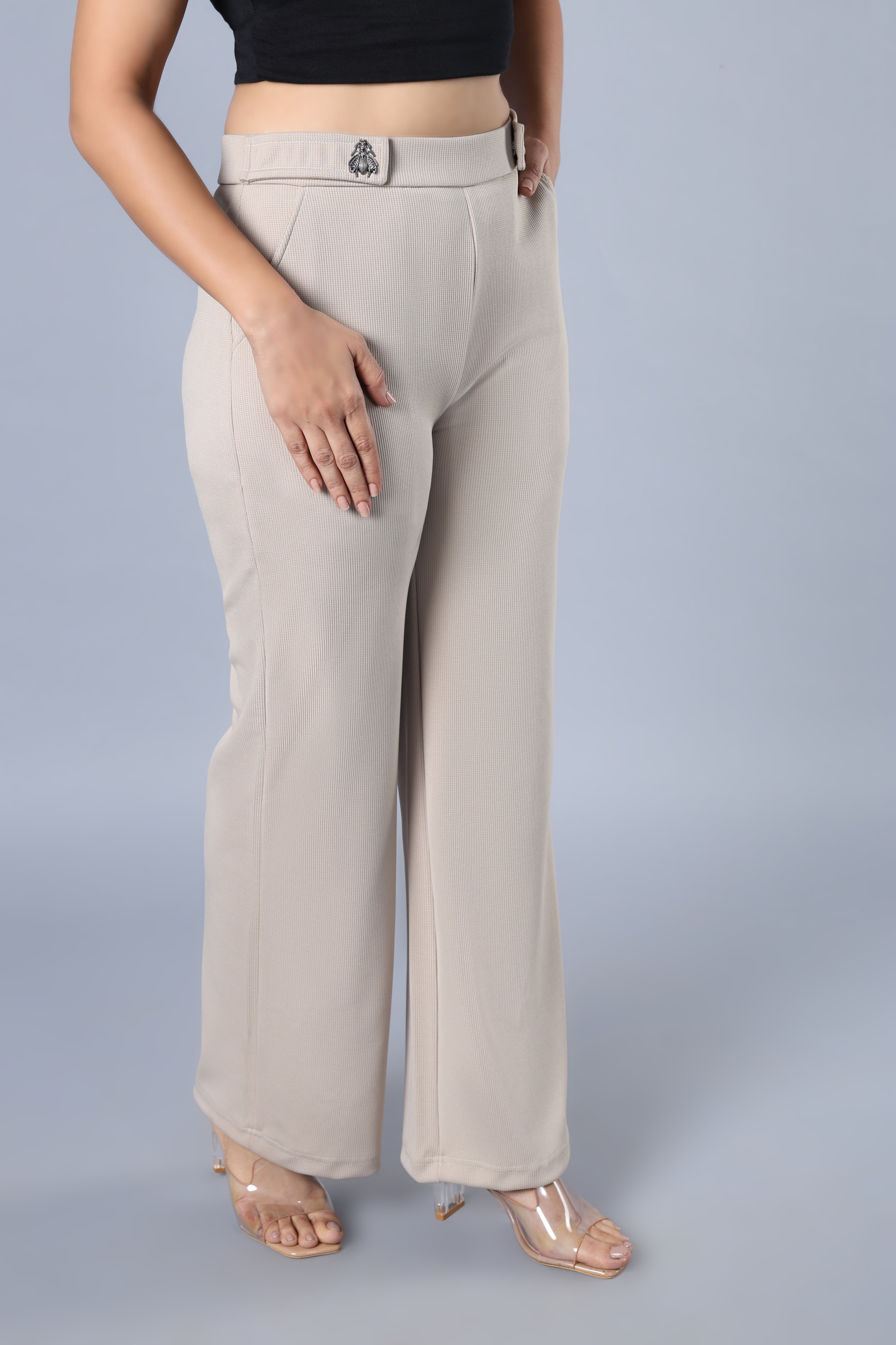 Belt Looped High Rise Parallel Trouser