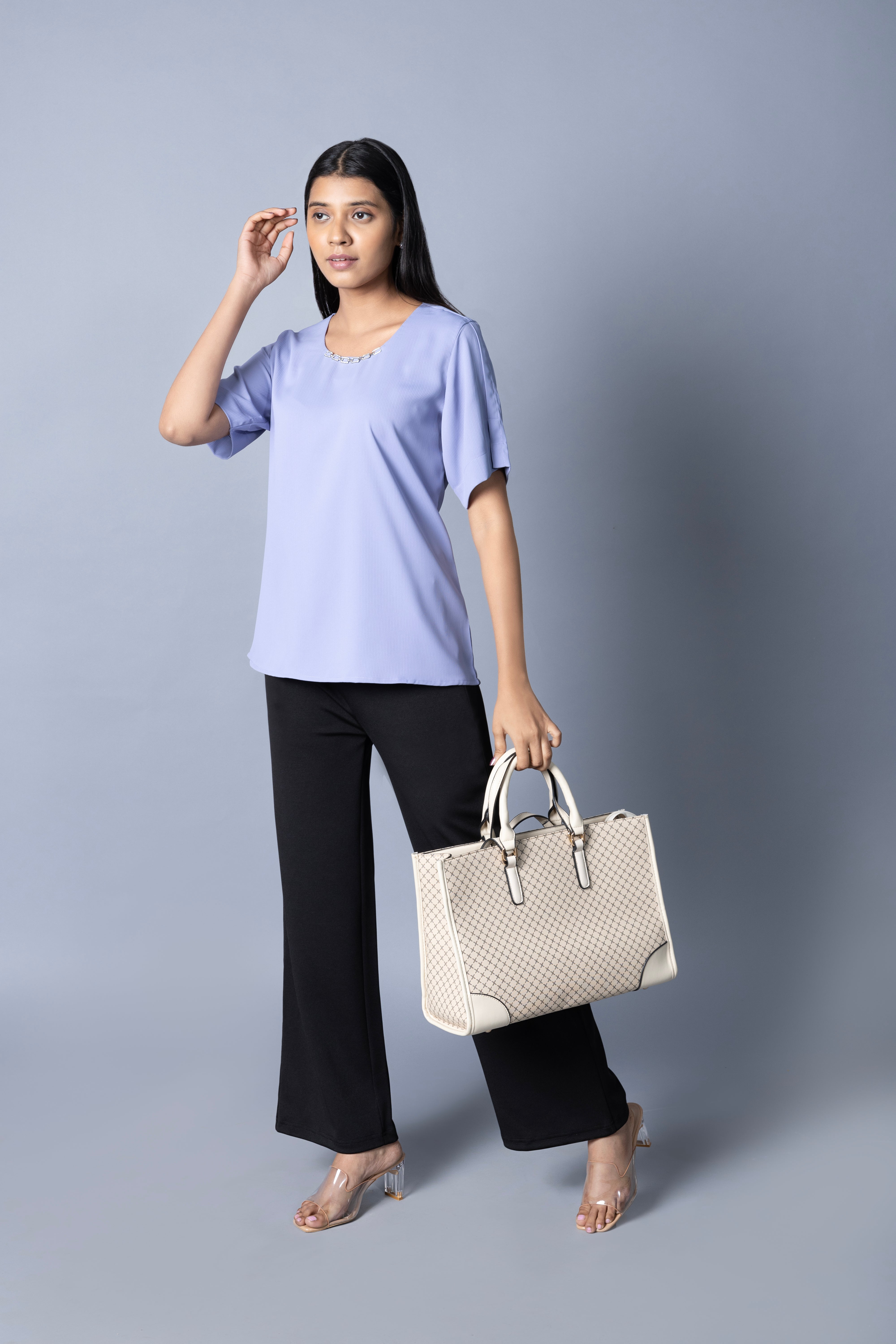 Top with detail overlap sleeve