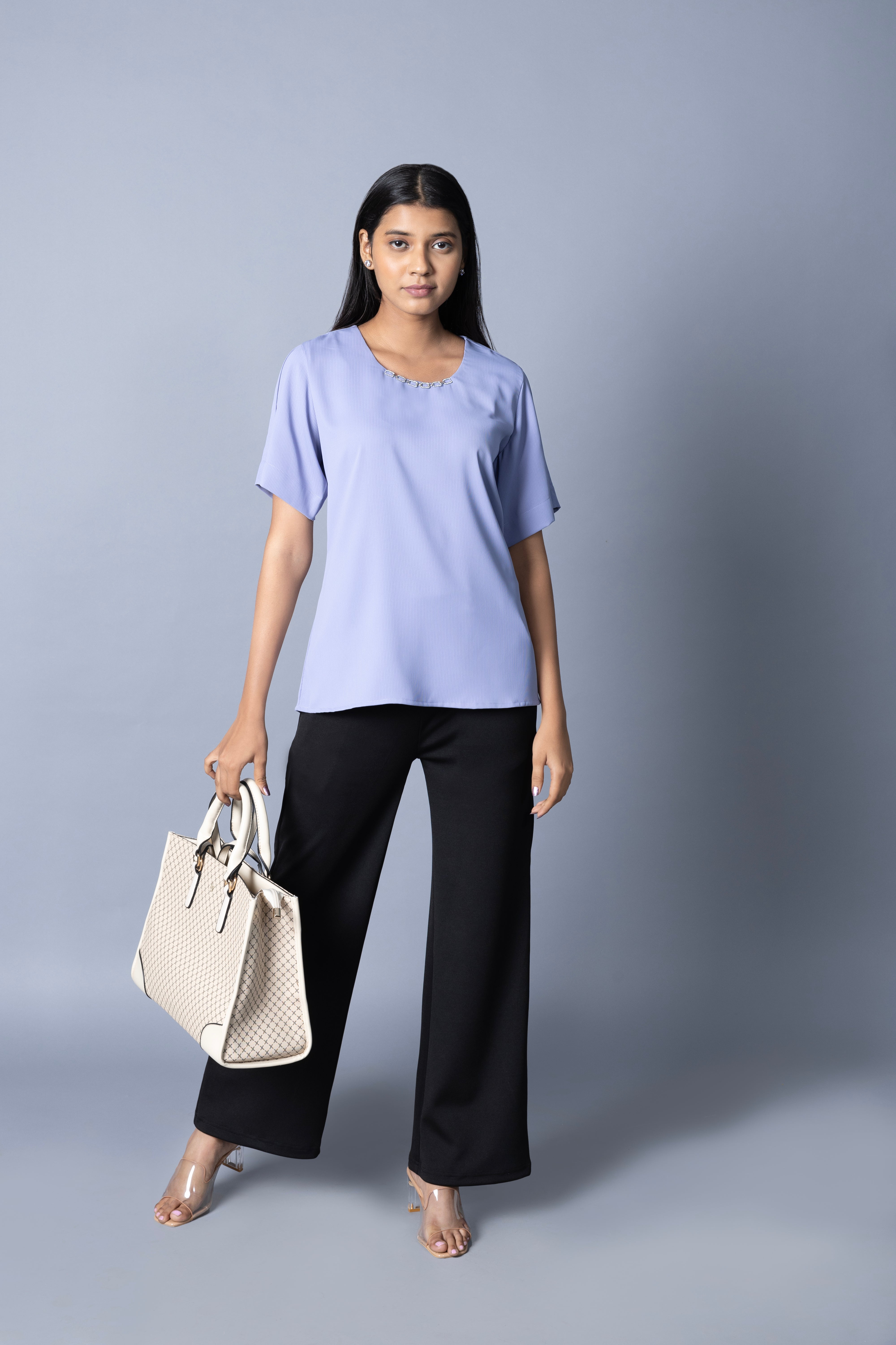 Top with detail overlap sleeve