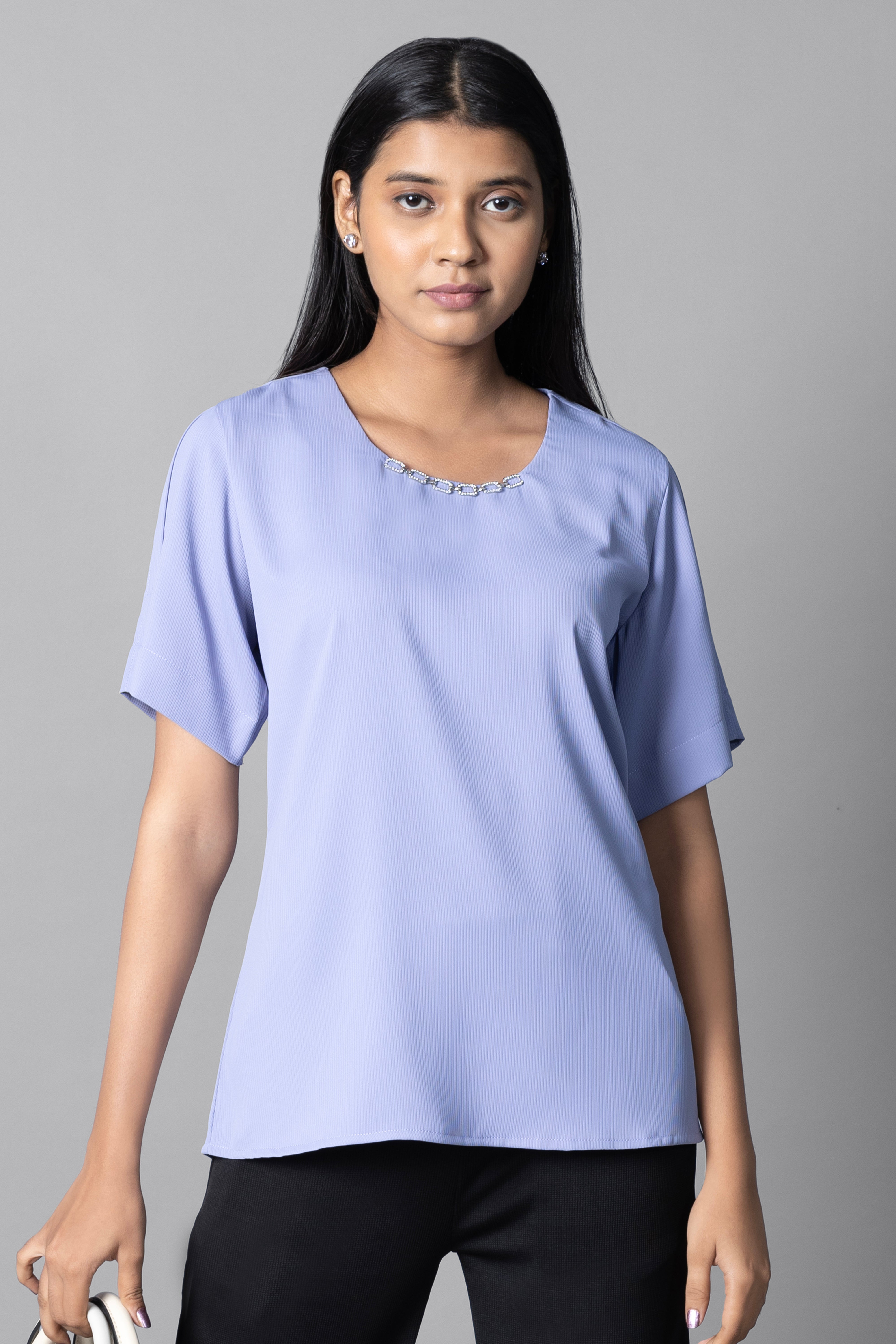 Top with detail overlap sleeve