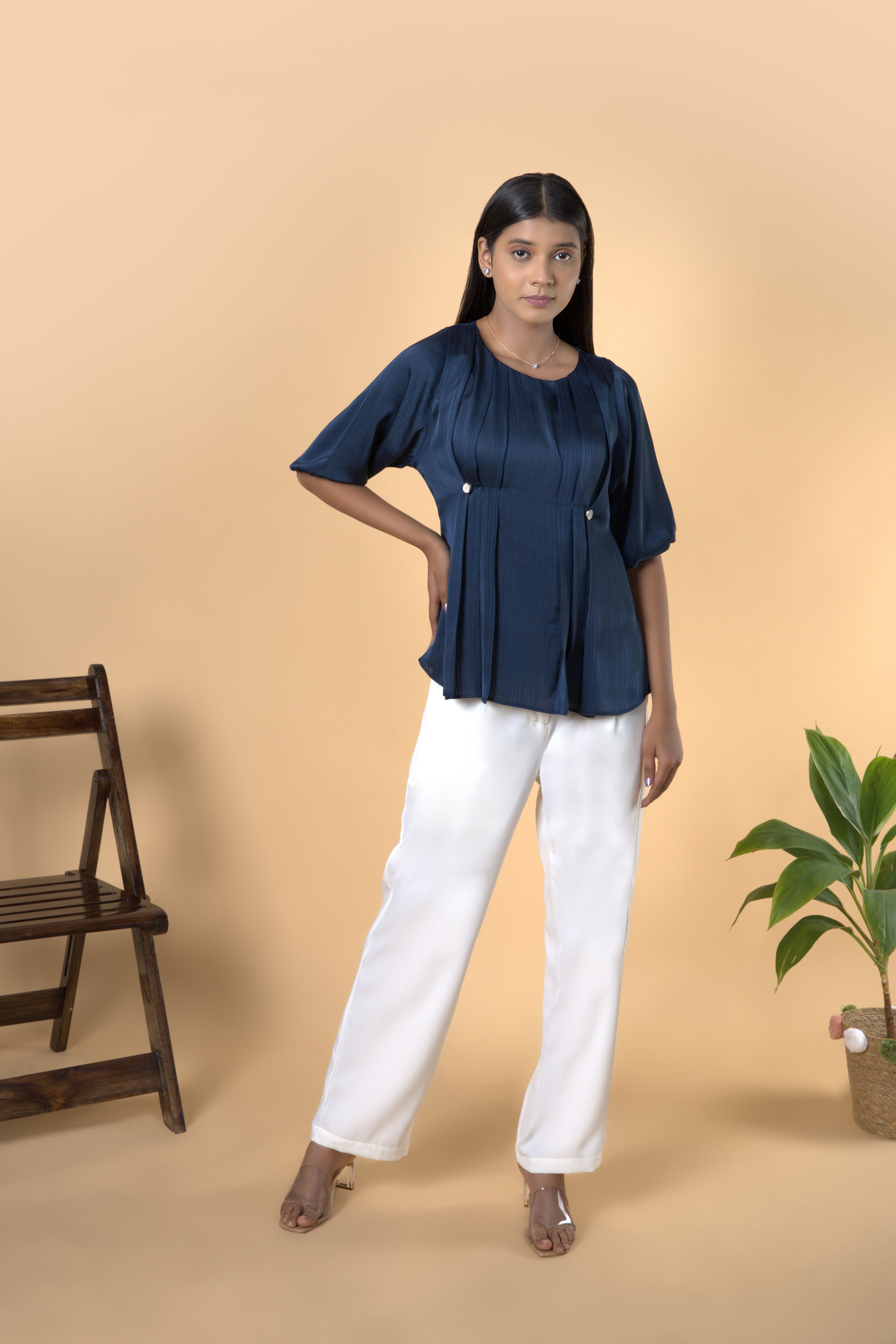 Women Pleat Detailed Comfort Top