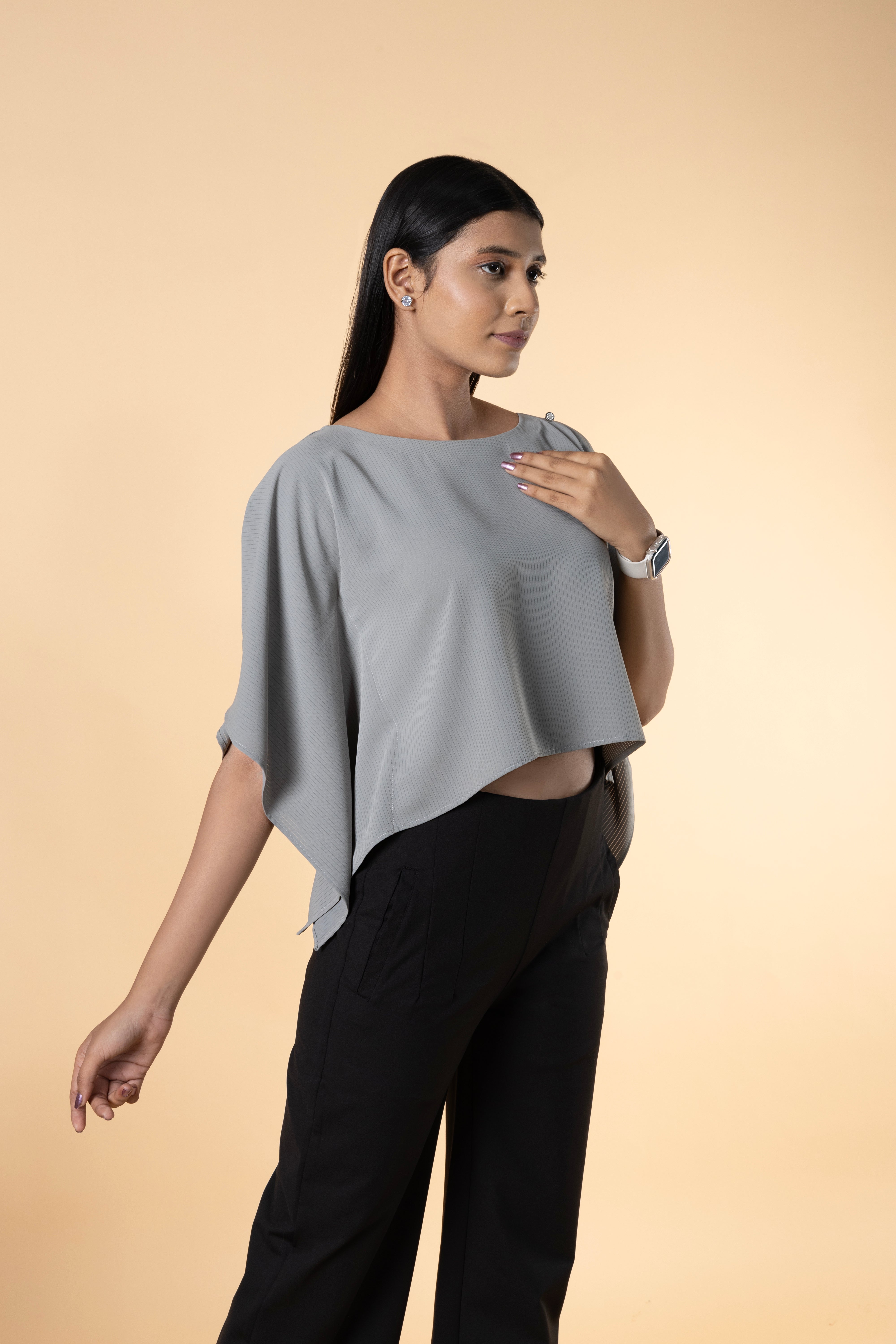Women Solid Poncho Kaftan Top