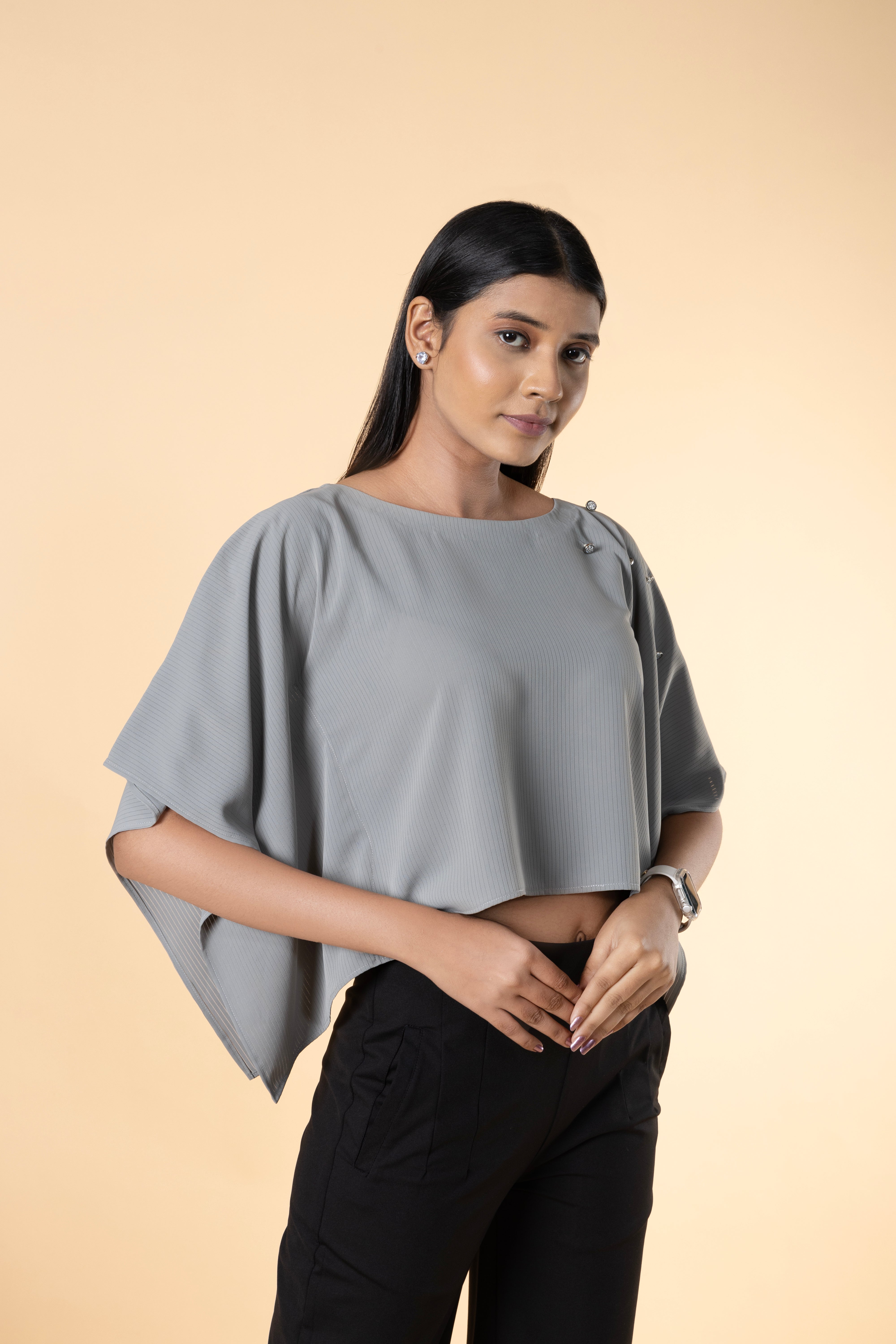Women Solid Poncho Kaftan Top
