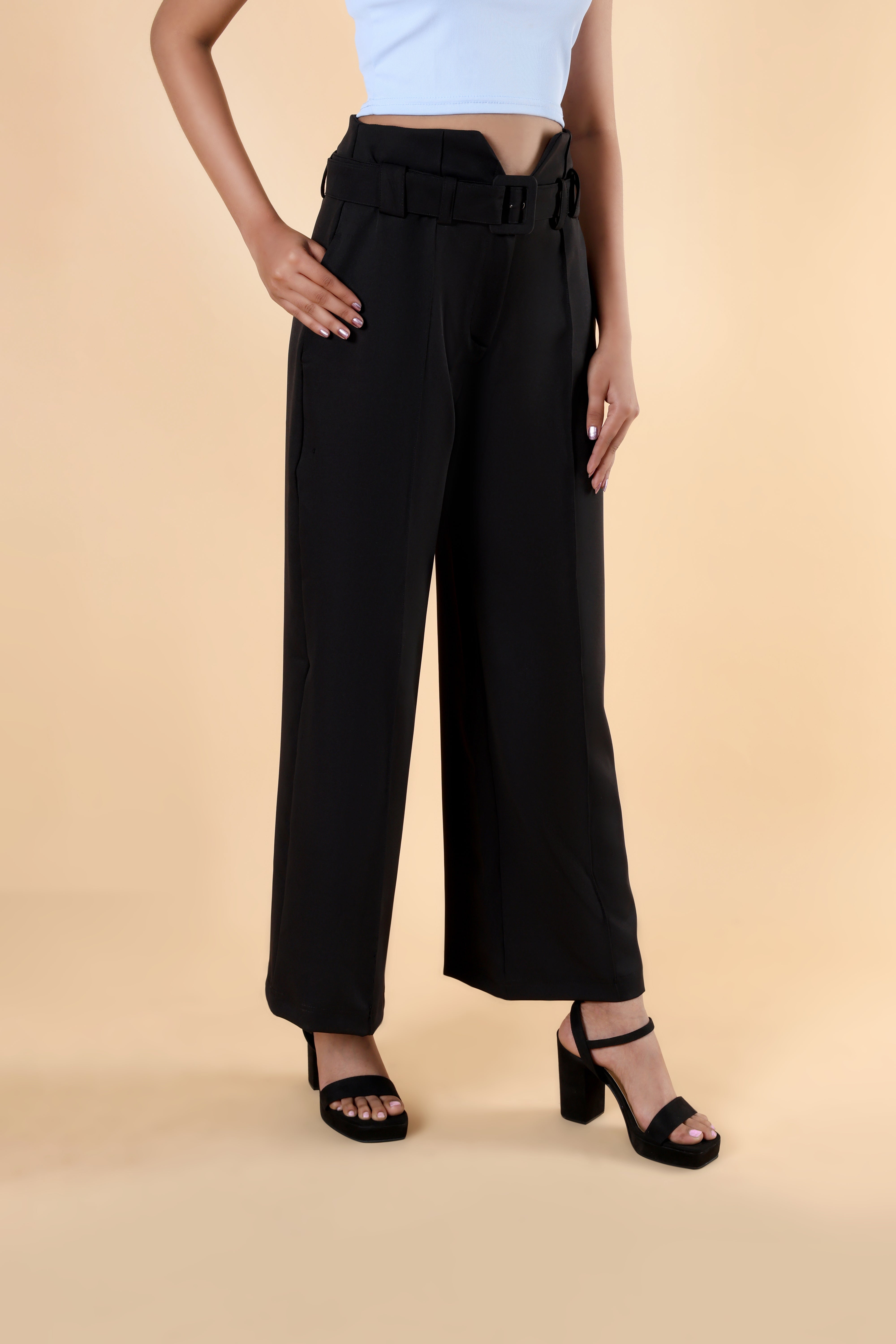 High Rise Wide Trouser With Belt