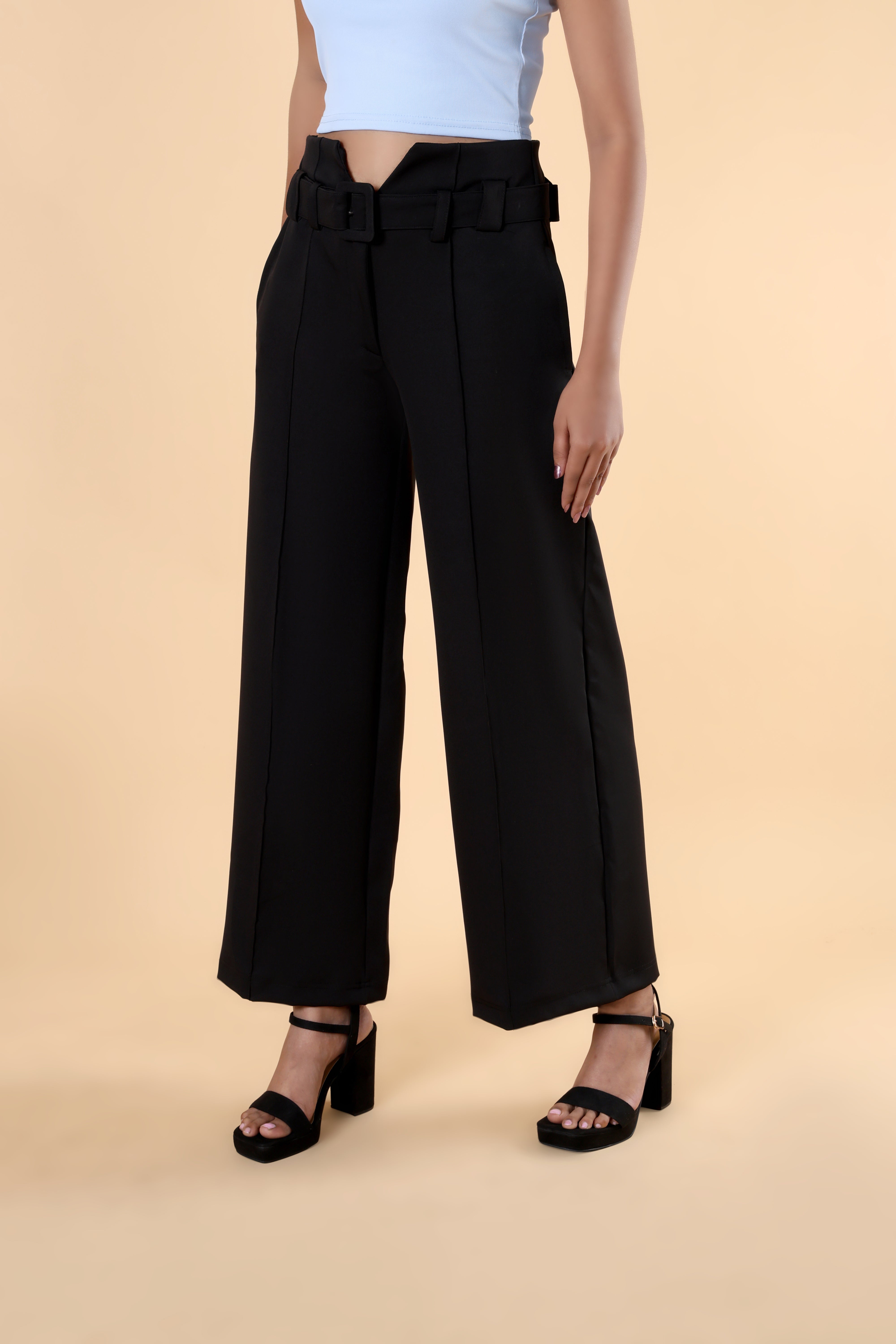 High Rise Wide Trouser With Belt
