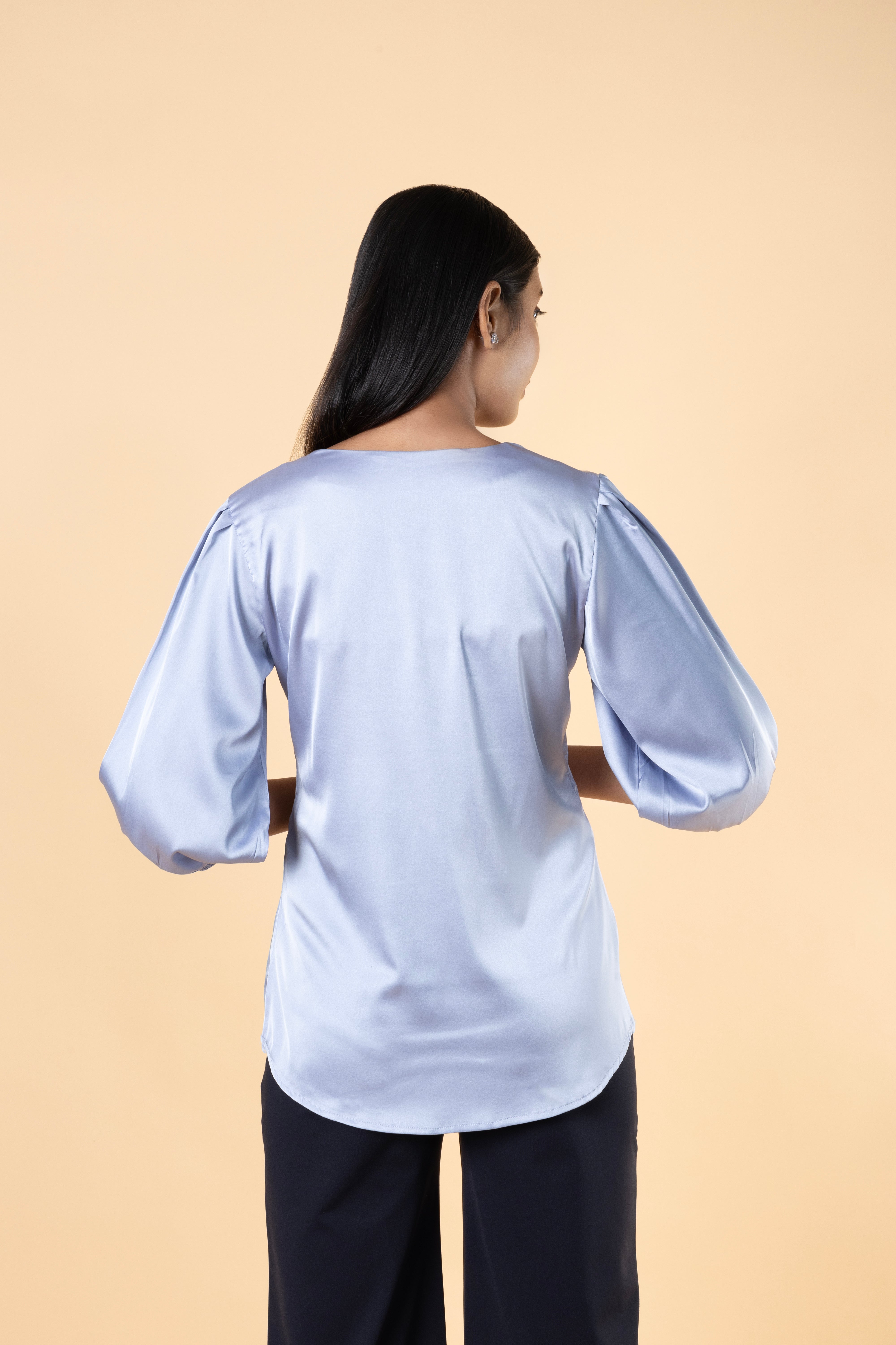 Women Solid Sleeve Detailed Design Top