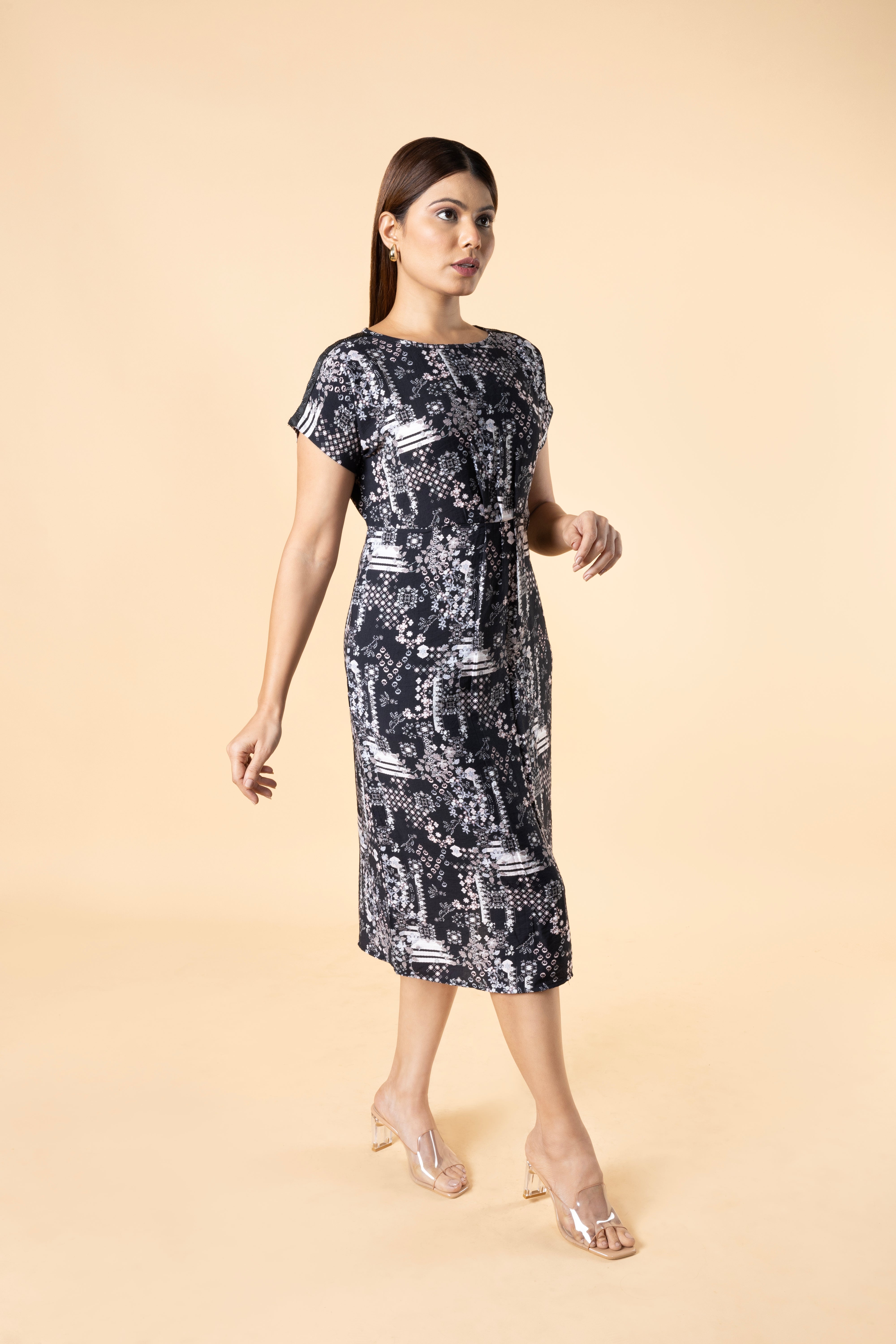 Floral Printed Womens Midi Dress With Midi