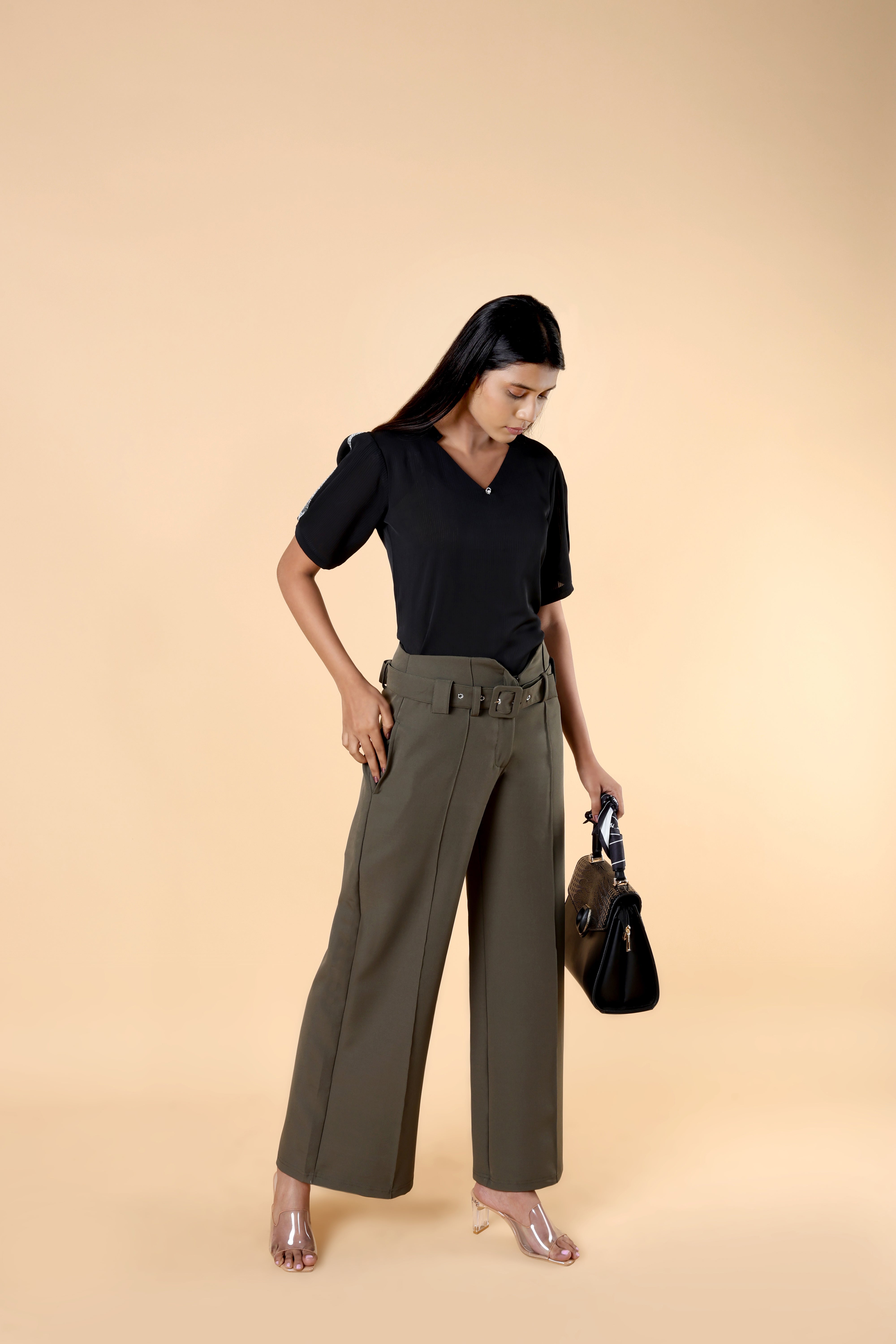 High Rise Wide Trouser With Belt