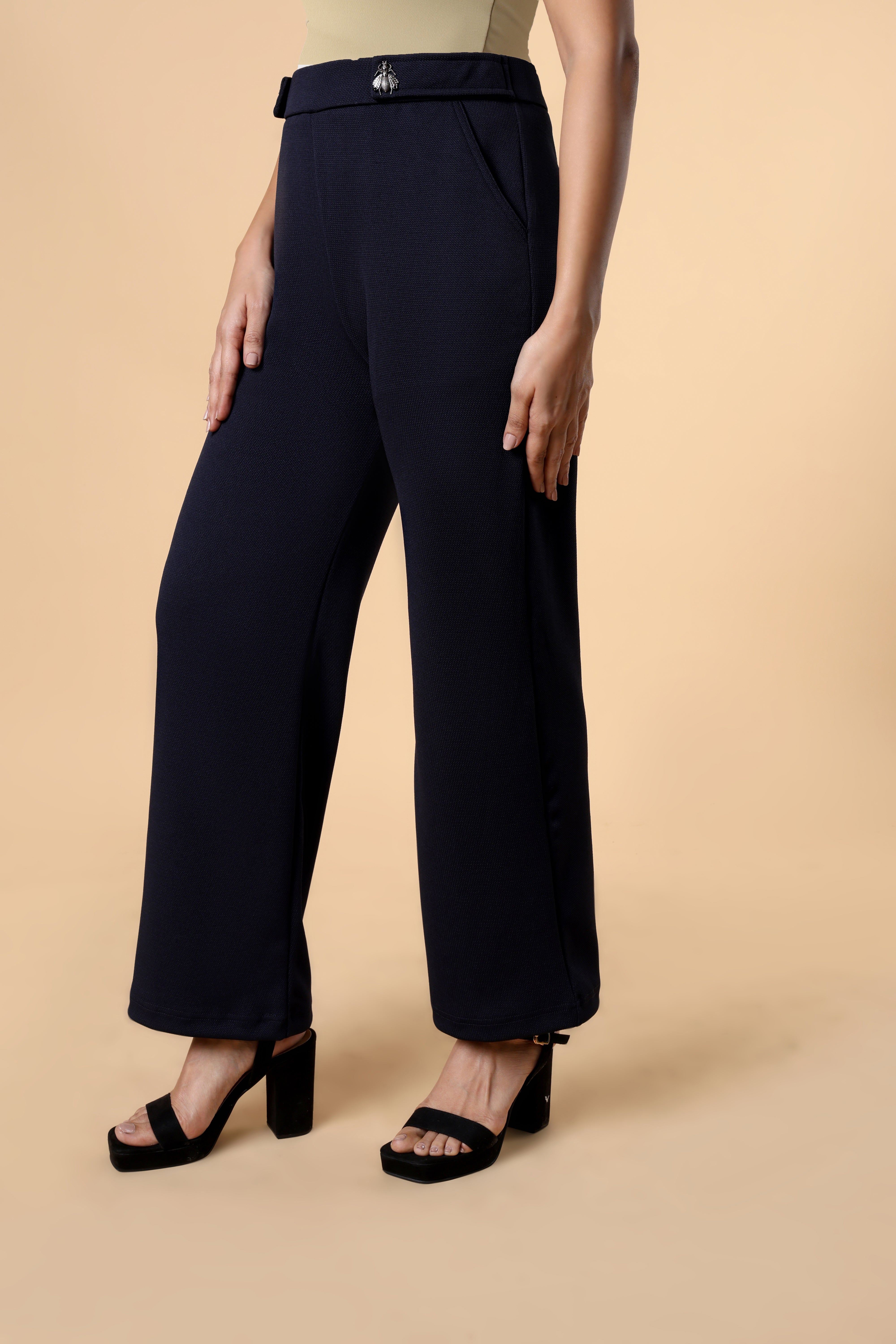Belt Looped High Rise Parallel Trouser