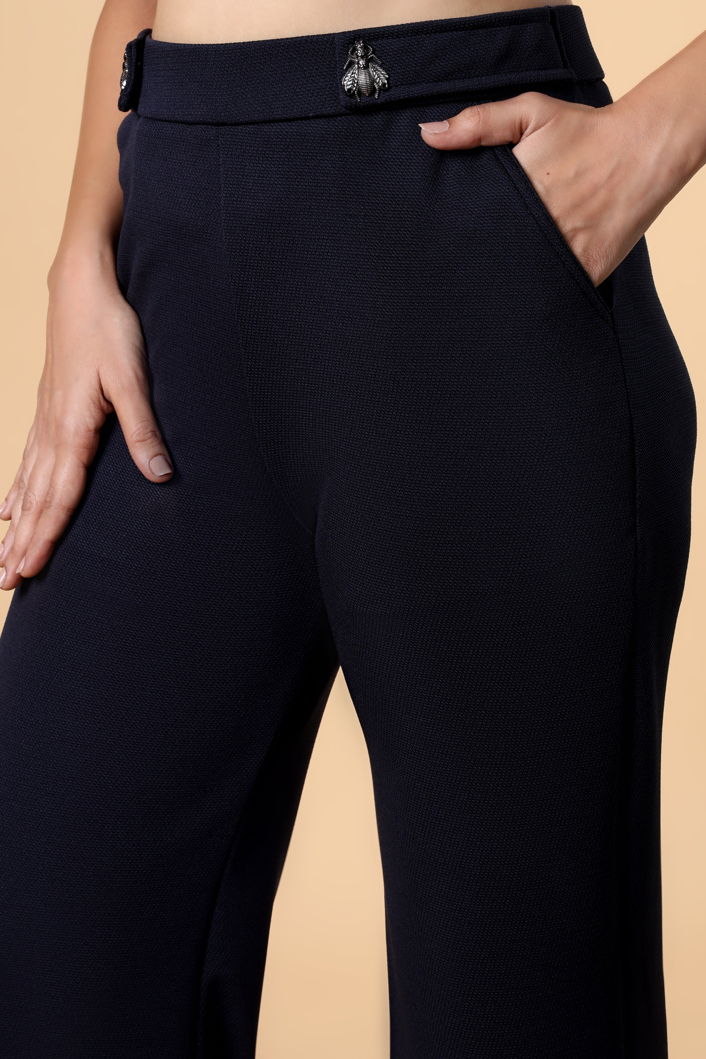 Belt Looped High Rise Parallel Trouser