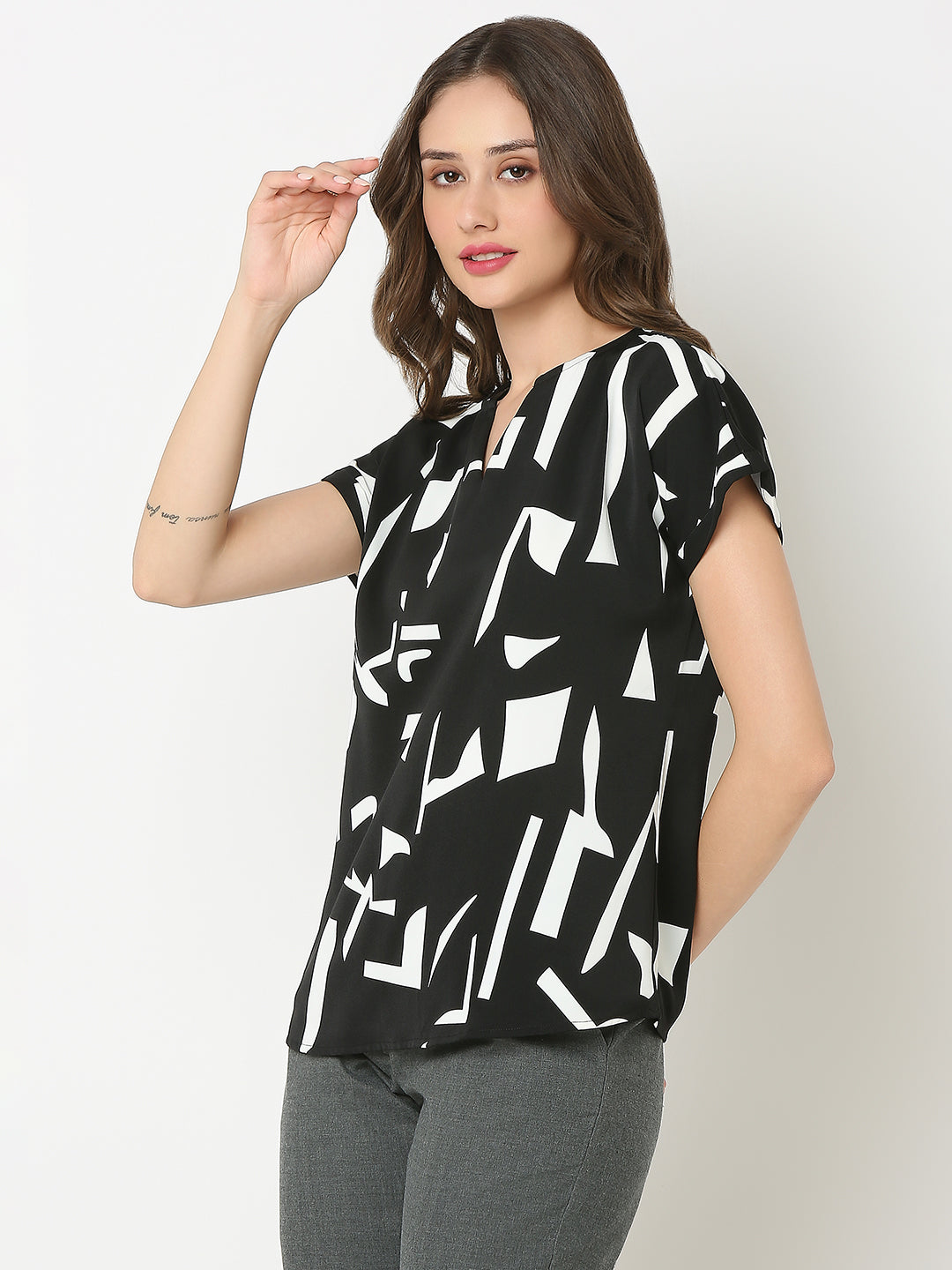Black Printed Comfort Top
