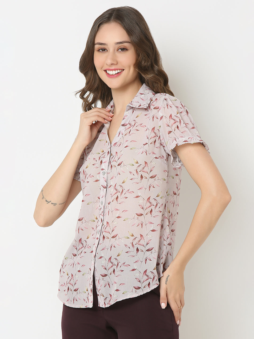 Peach Puff Sleeve Shirt