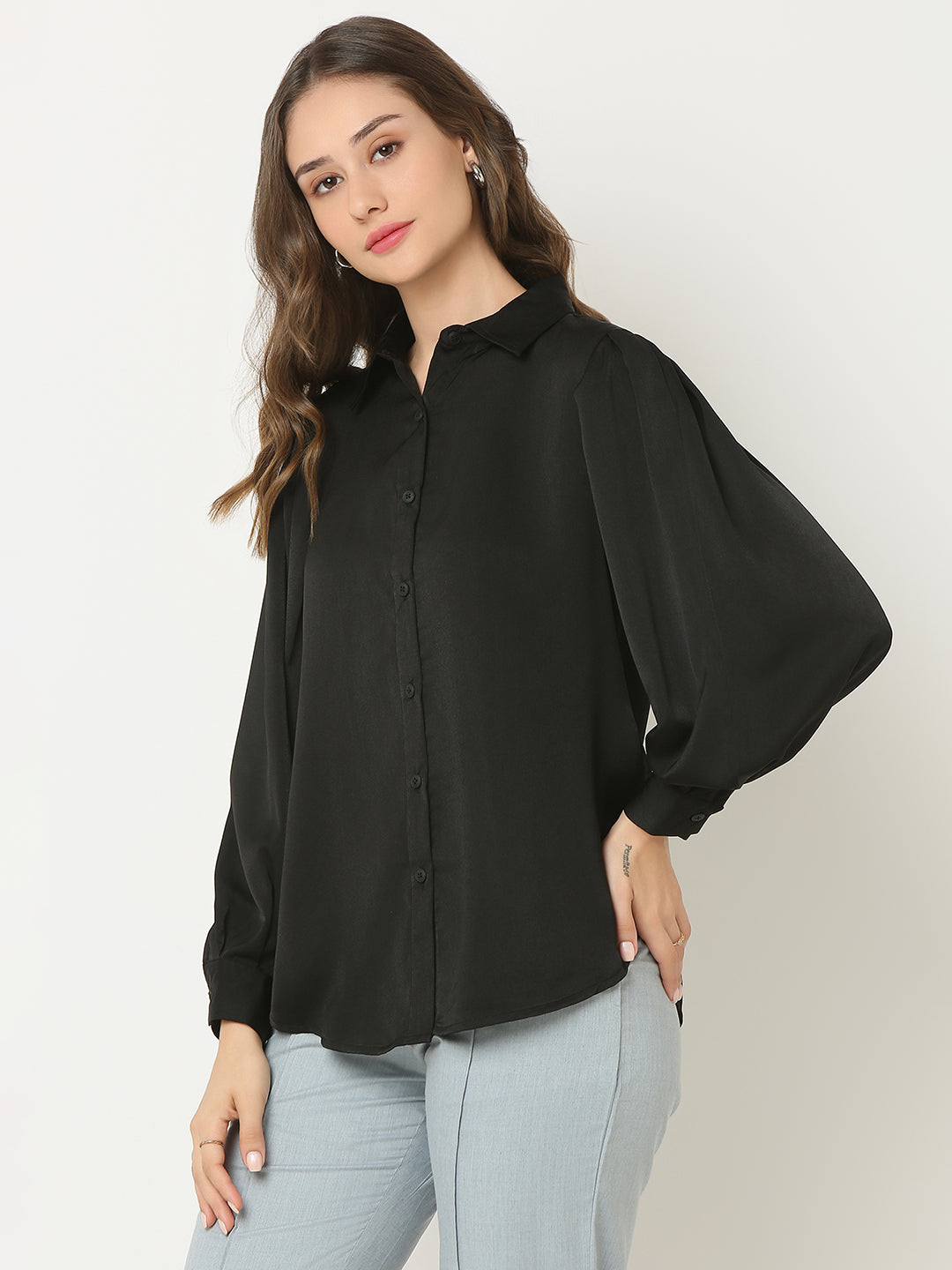 Black Puff Sleeve Shirt