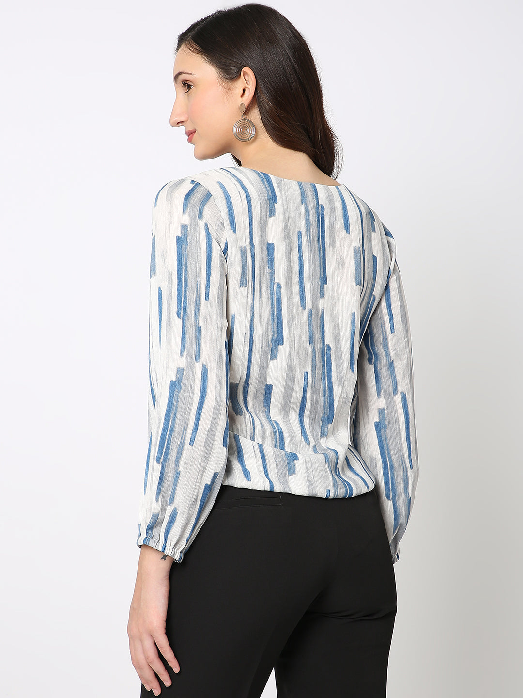 Blue Criss Cross Printed Top