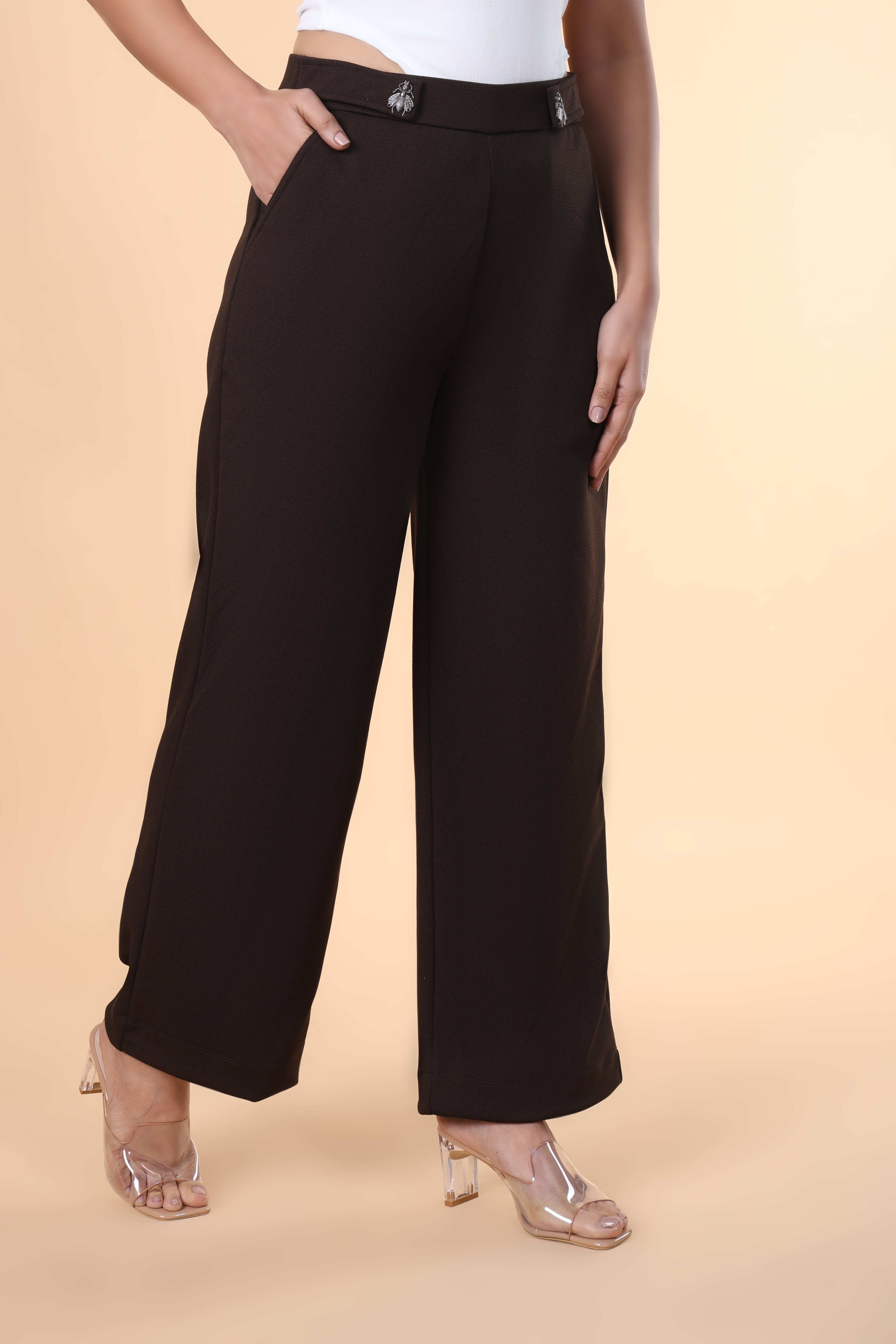Belt Looped High Rise Parallel Trouser