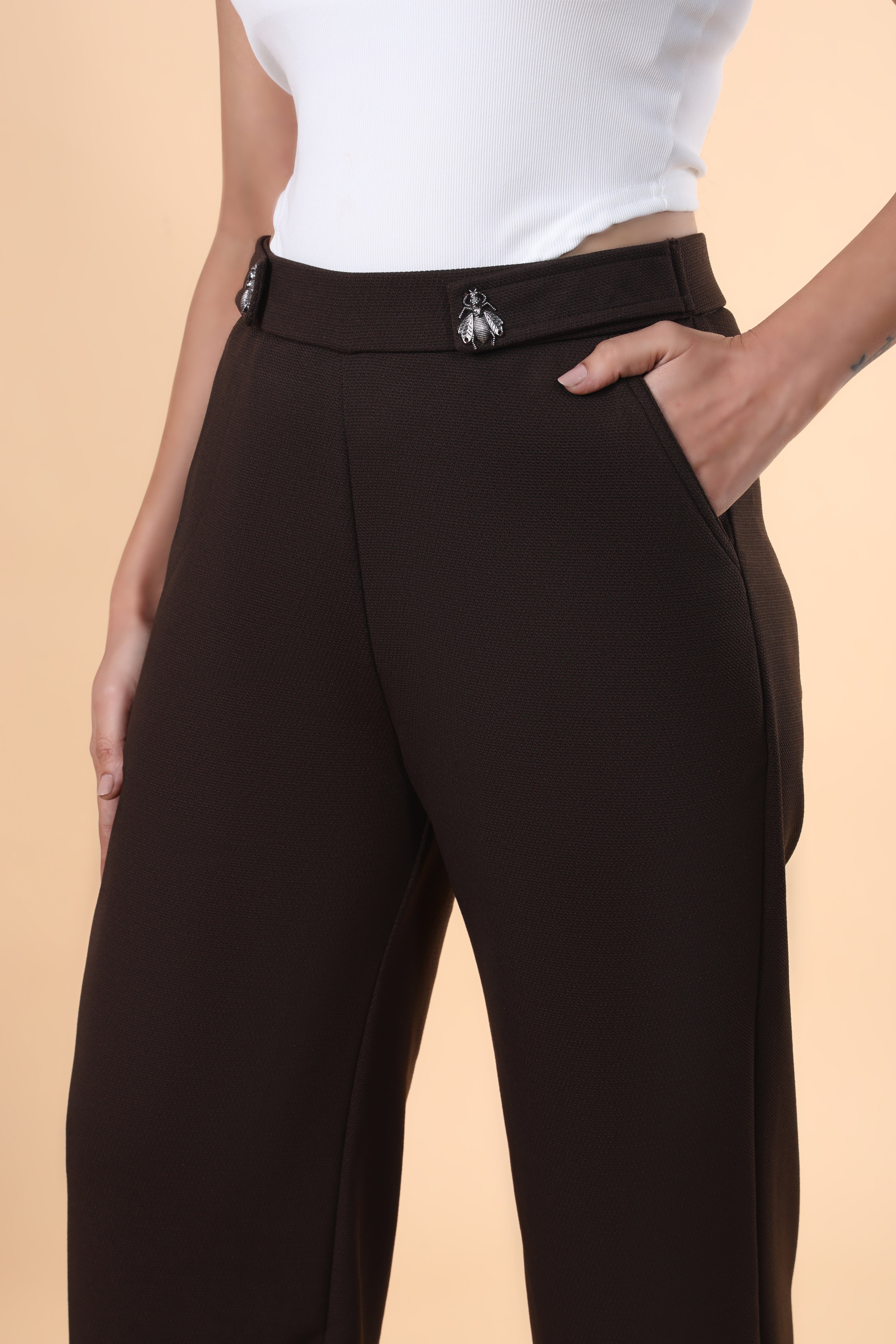 Belt Looped High Rise Parallel Trouser