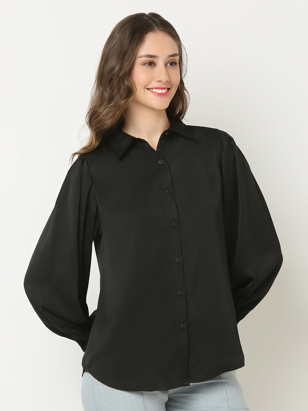 Black Puff Sleeve Shirt