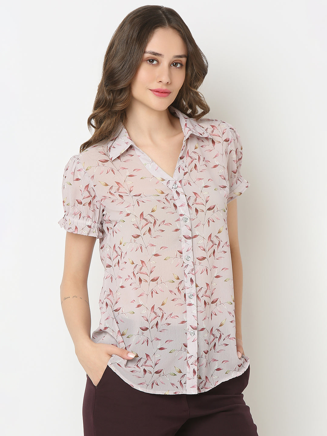 Peach Puff Sleeve Shirt