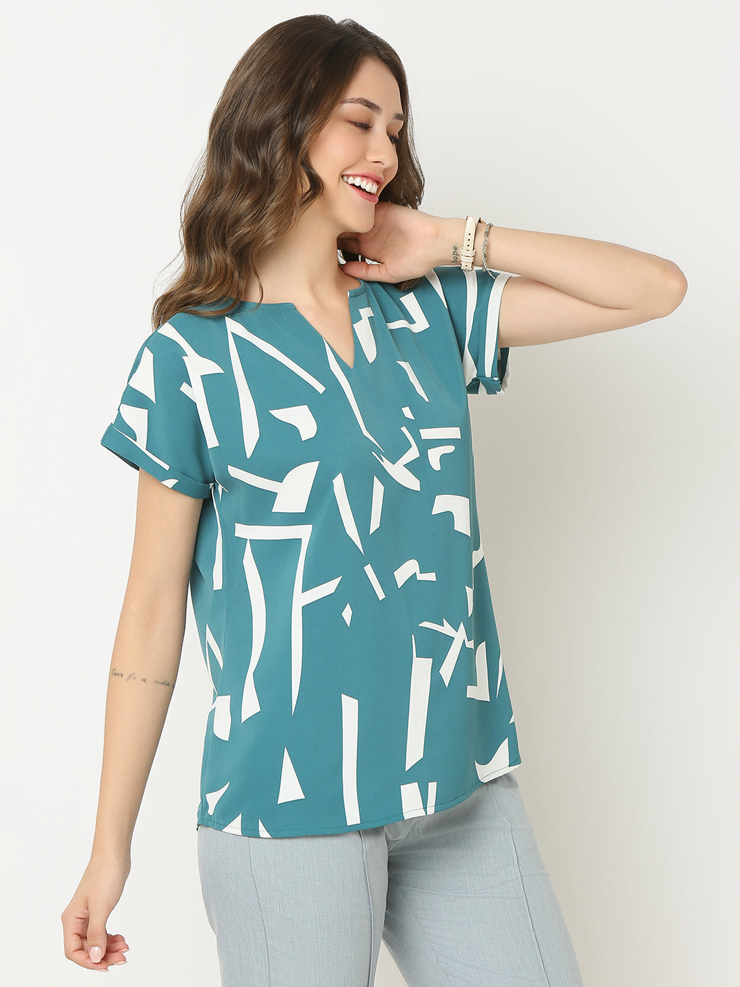 Green Printed Comfort Top