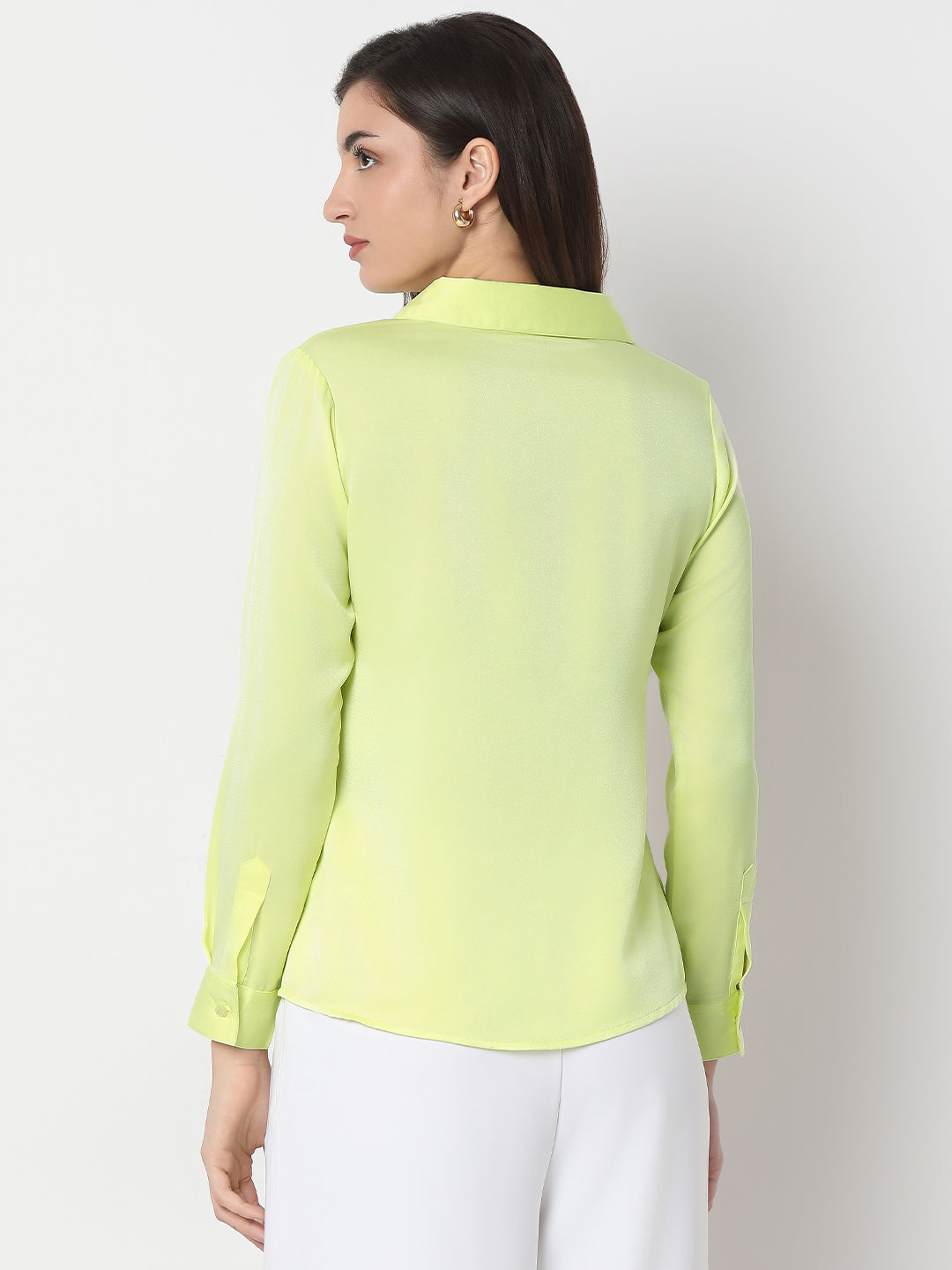 Solid Satin Concealed Placket Shirt