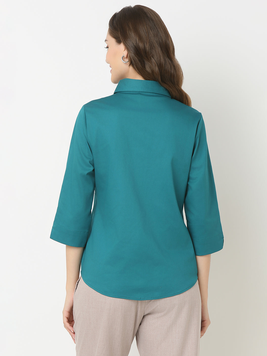Teal Concealed Placket Shirt