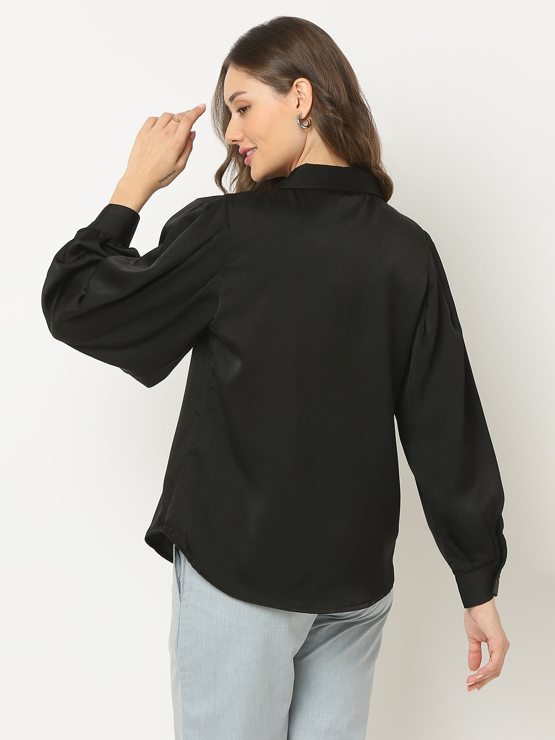 Black Puff Sleeve Shirt