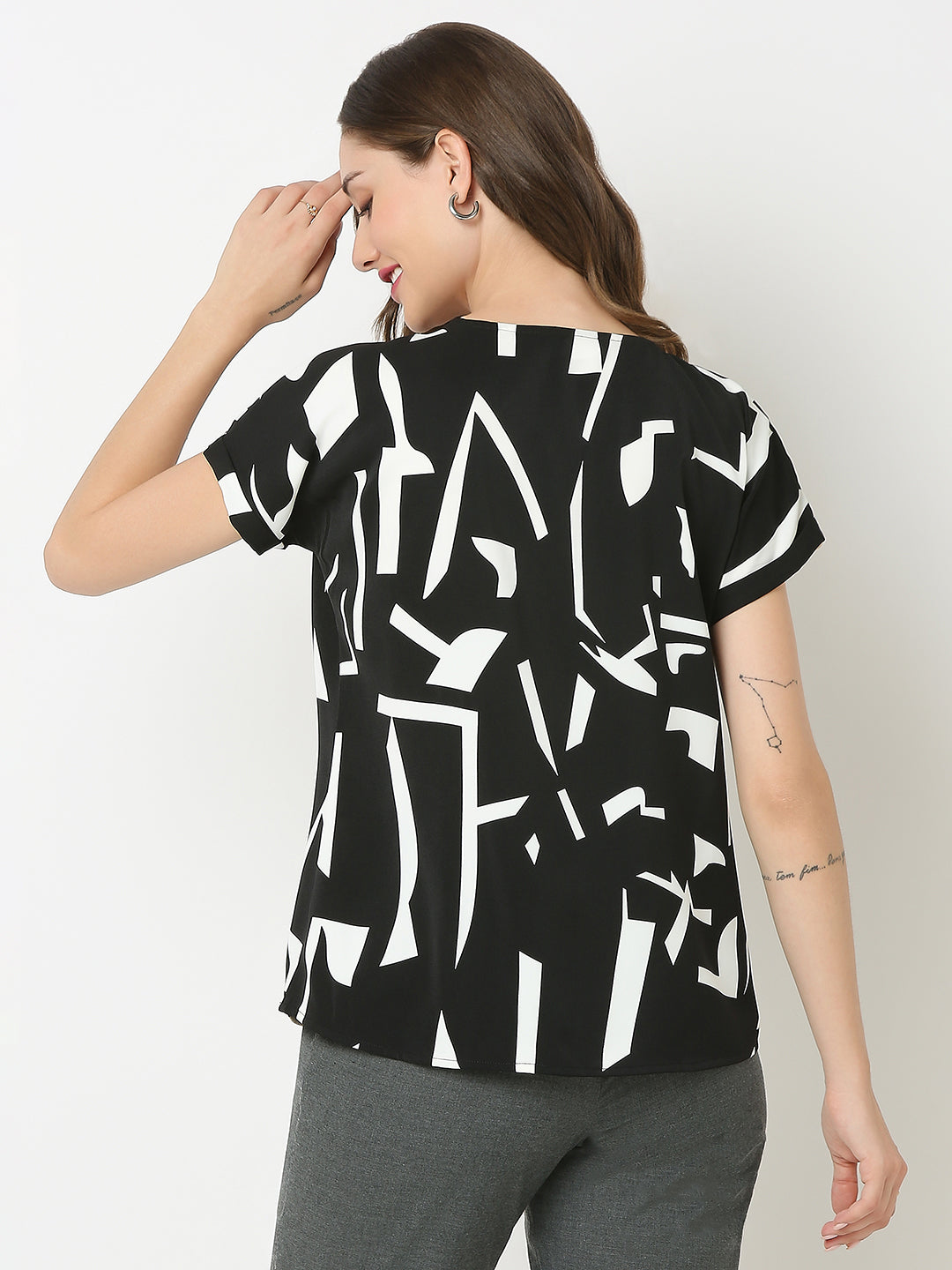 Black Printed Comfort Top