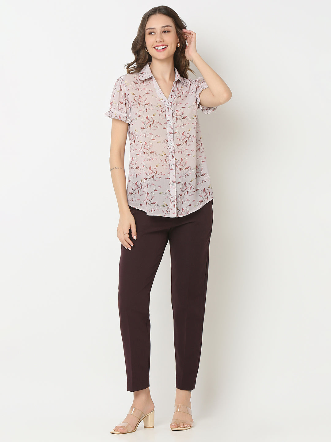 Peach Puff Sleeve Shirt