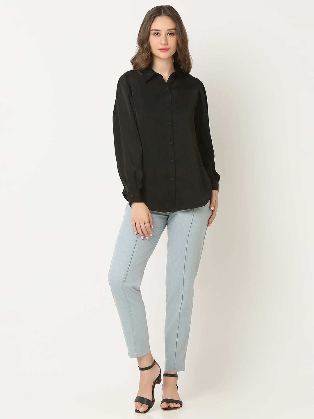 Black Puff Sleeve Shirt
