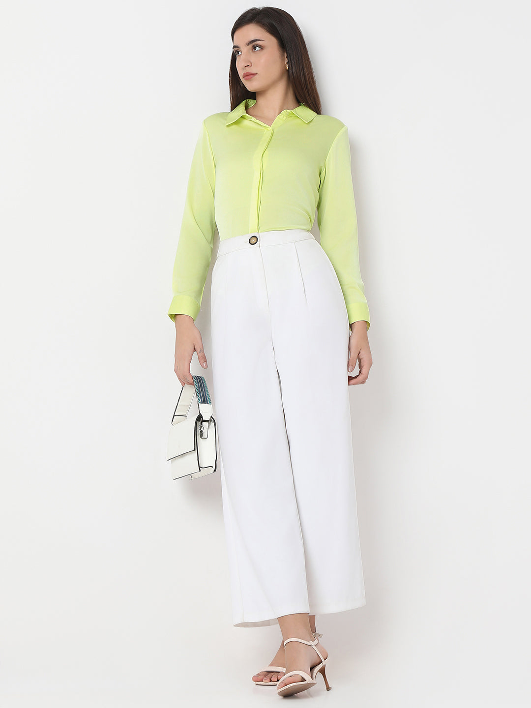 Solid Satin Concealed Placket Shirt