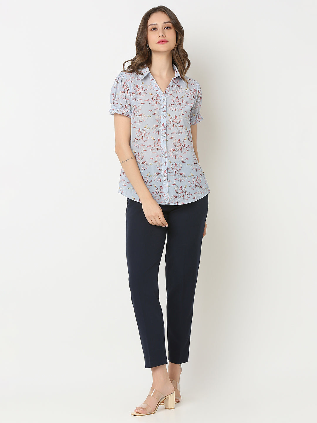 Grey Puff Sleeve Shirt