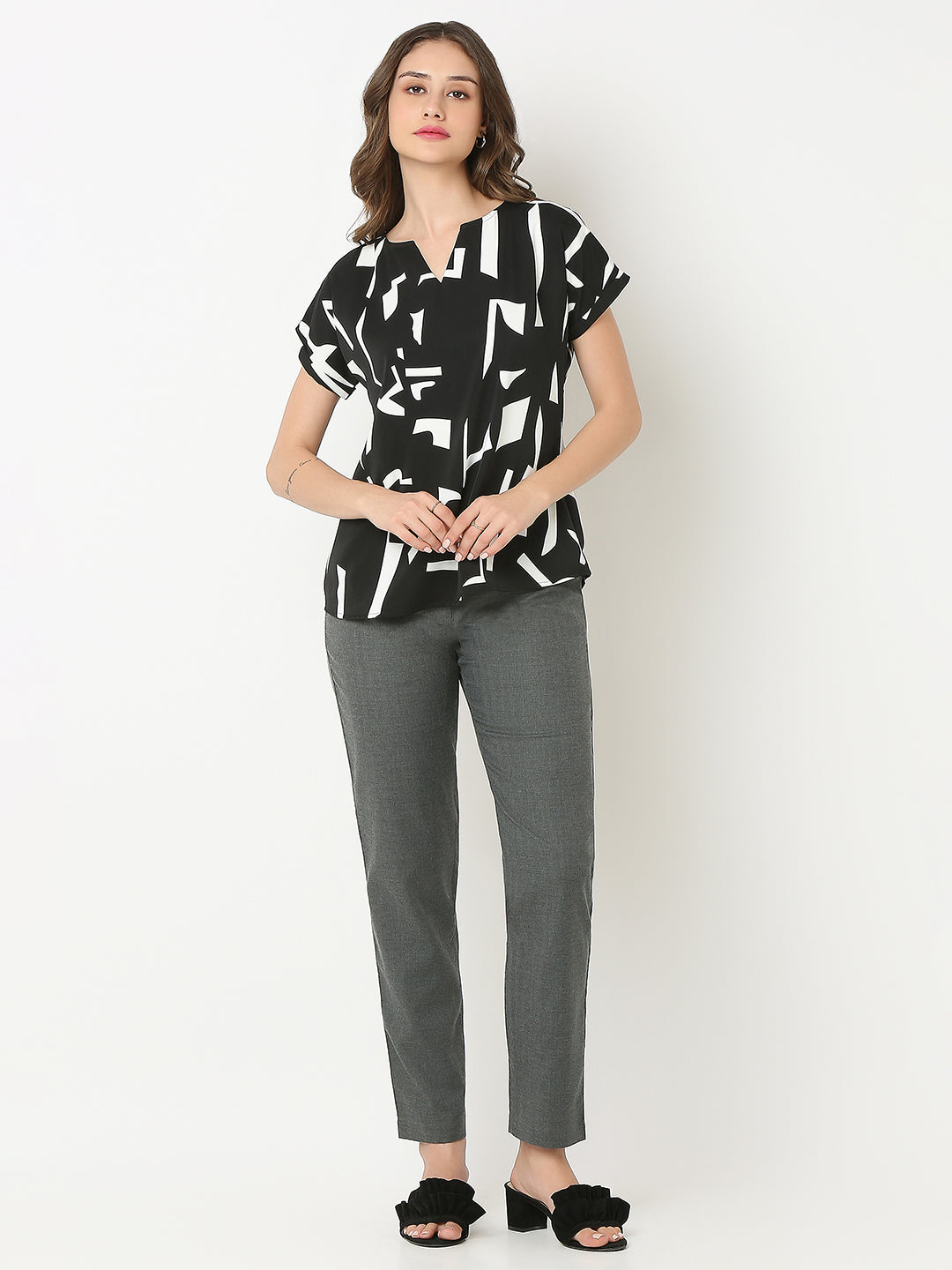Black Printed Comfort Top