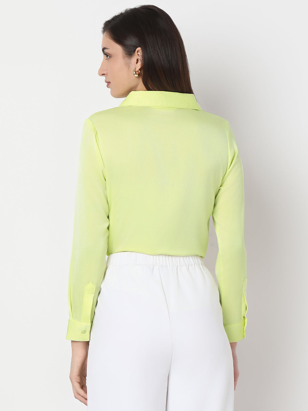 Solid Satin Concealed Placket Shirt