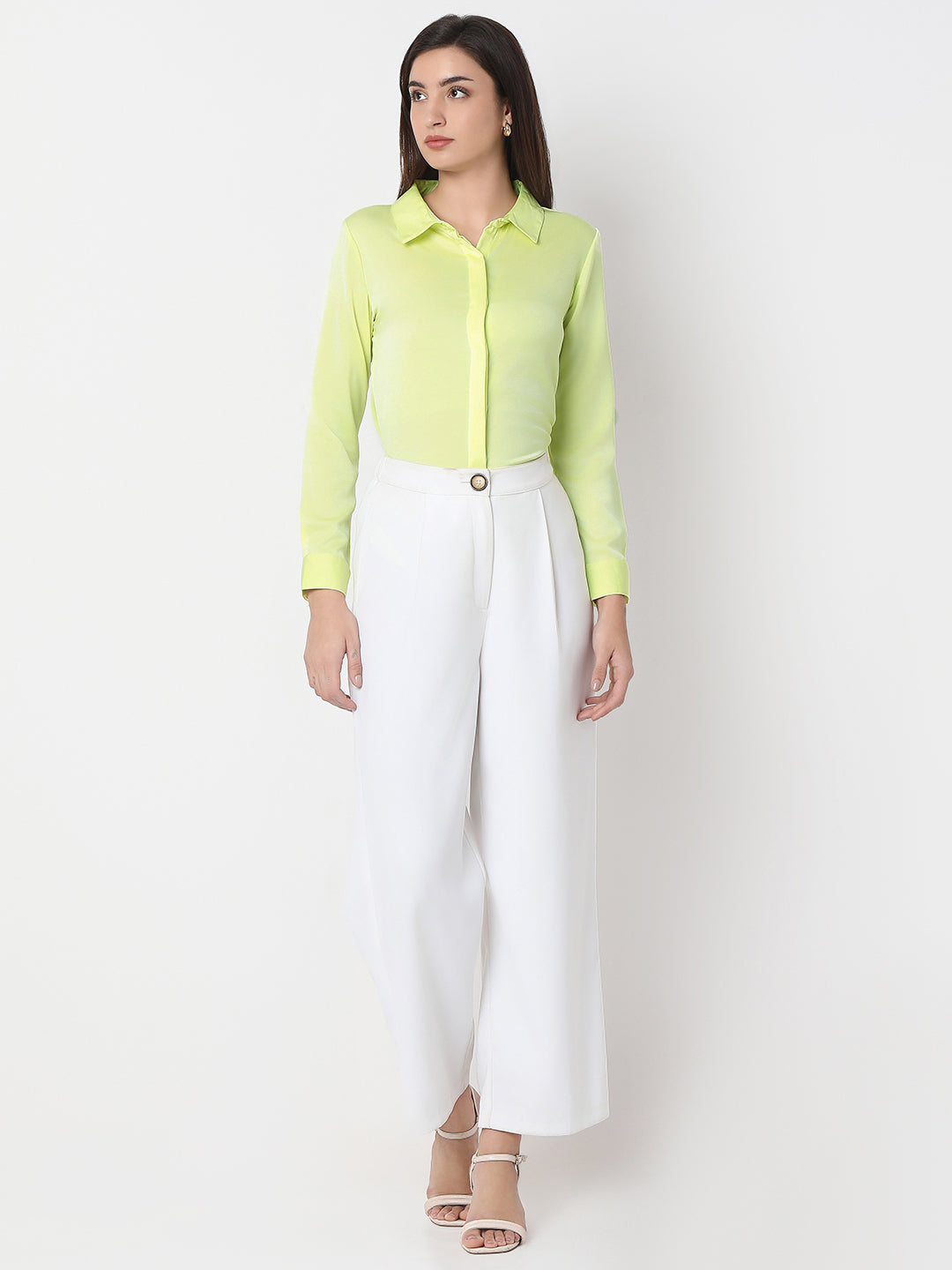 Solid Satin Concealed Placket Shirt