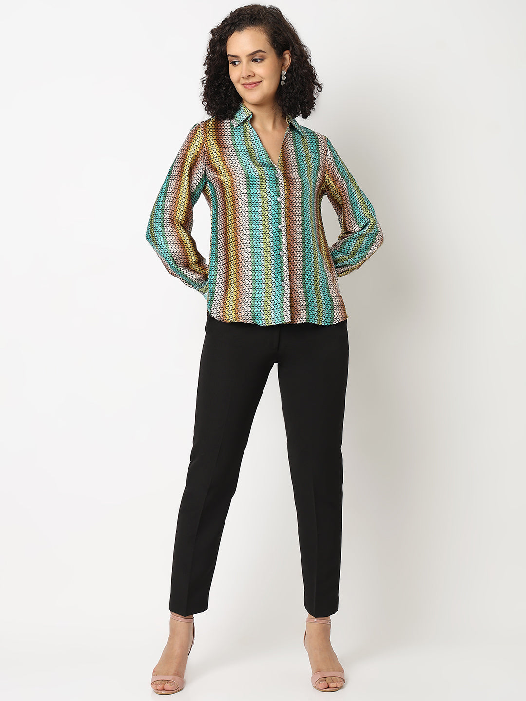 Green Satin Stripe Shirt