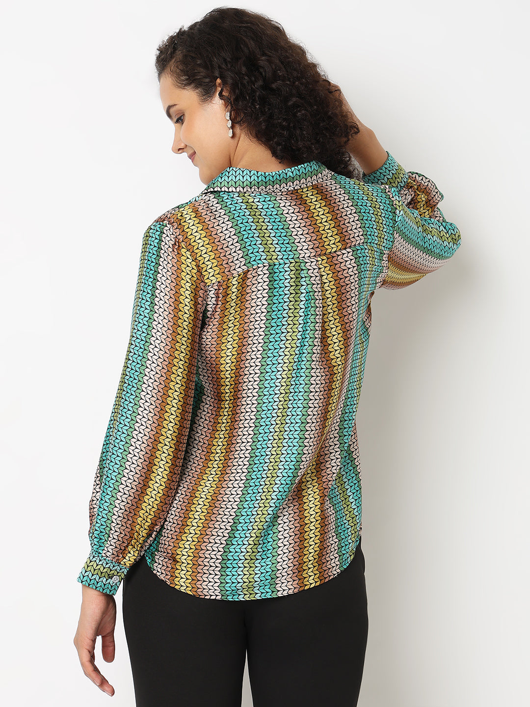 Green Satin Stripe Shirt