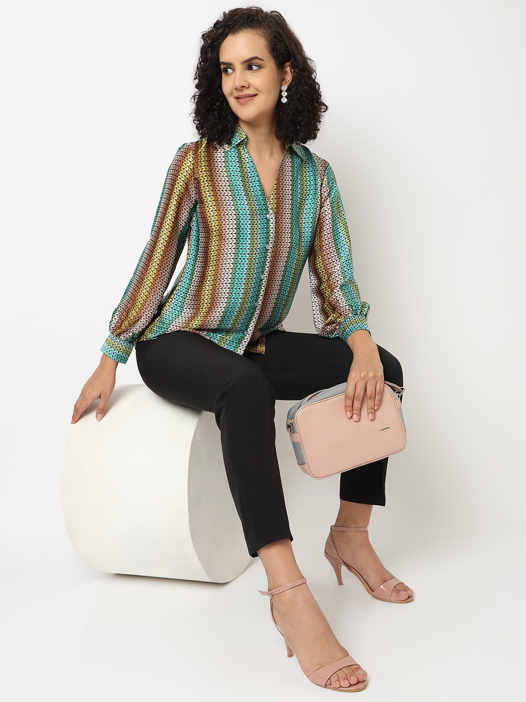 Green Satin Stripe Shirt