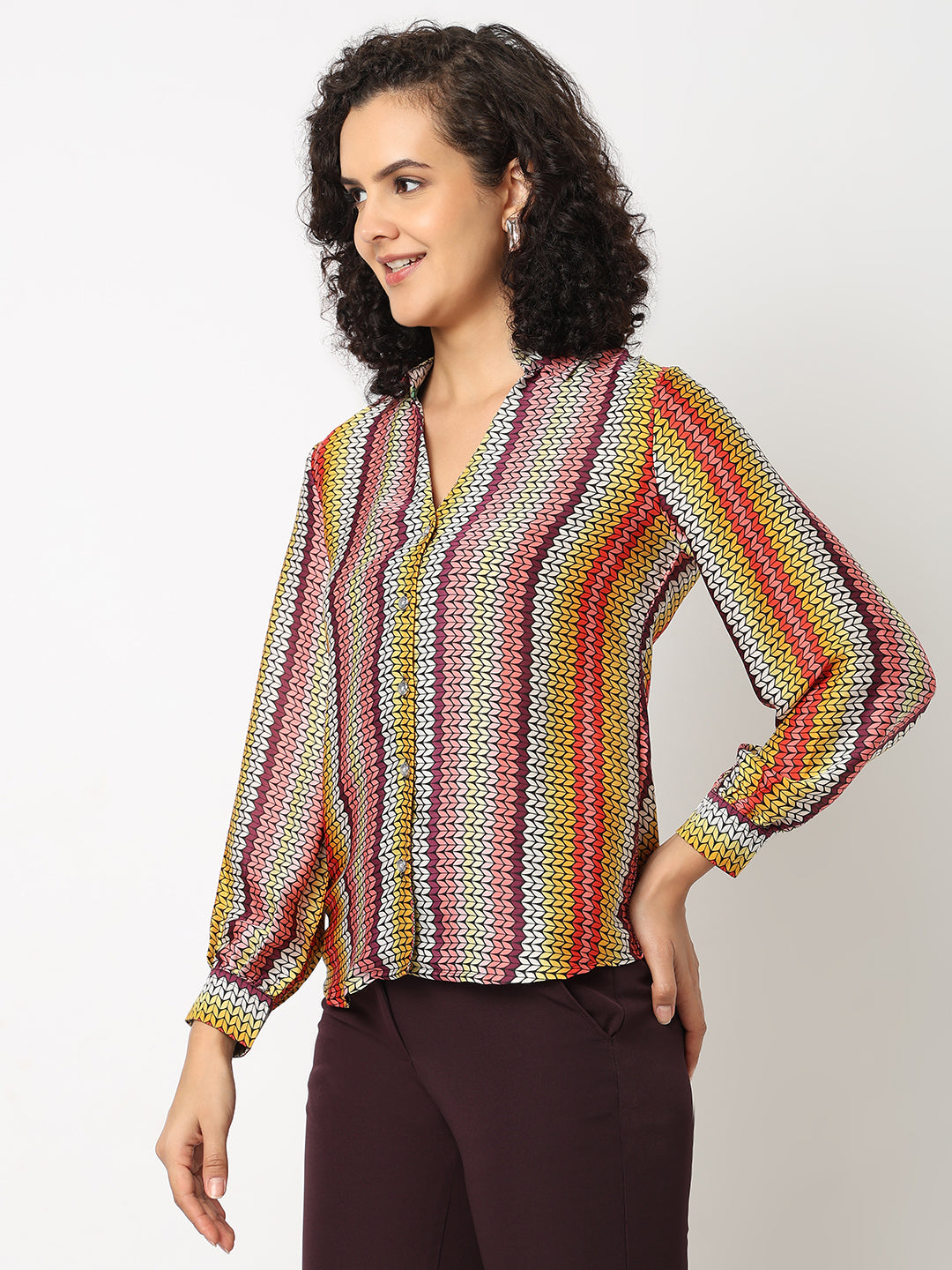 Red Satin Stripe Shirt