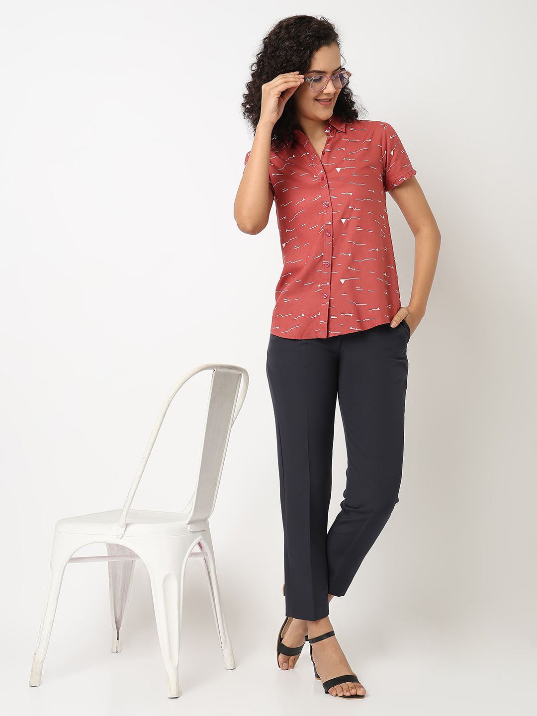 Peach Ruffle Sleeve Shirt