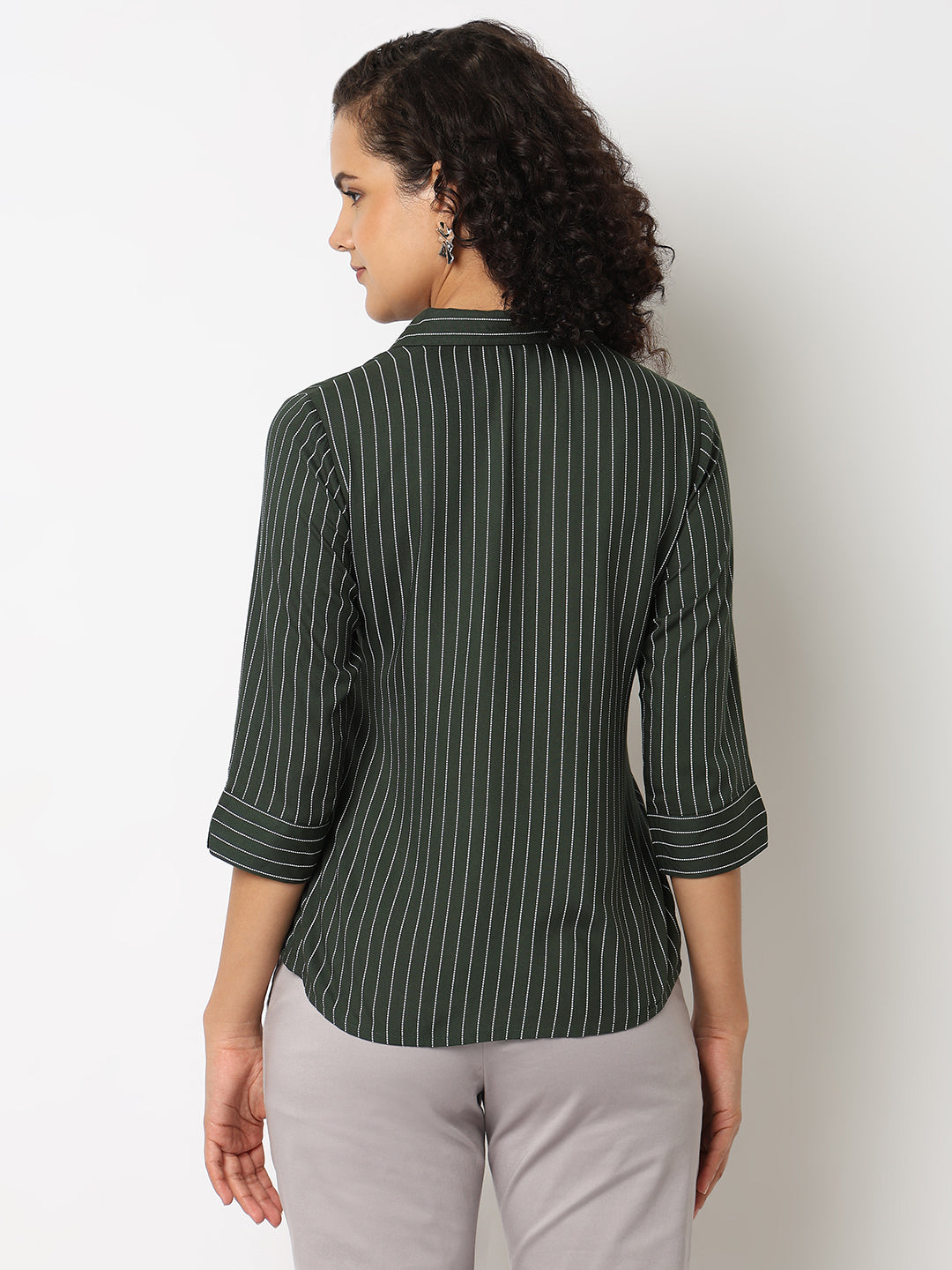 Green Formal Stripe Shirt