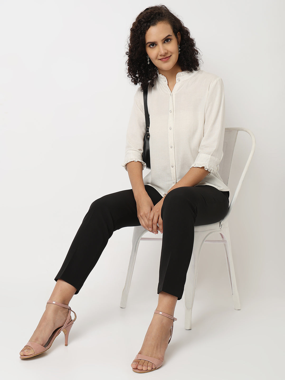 Cotton Ruffle Neck Shirt