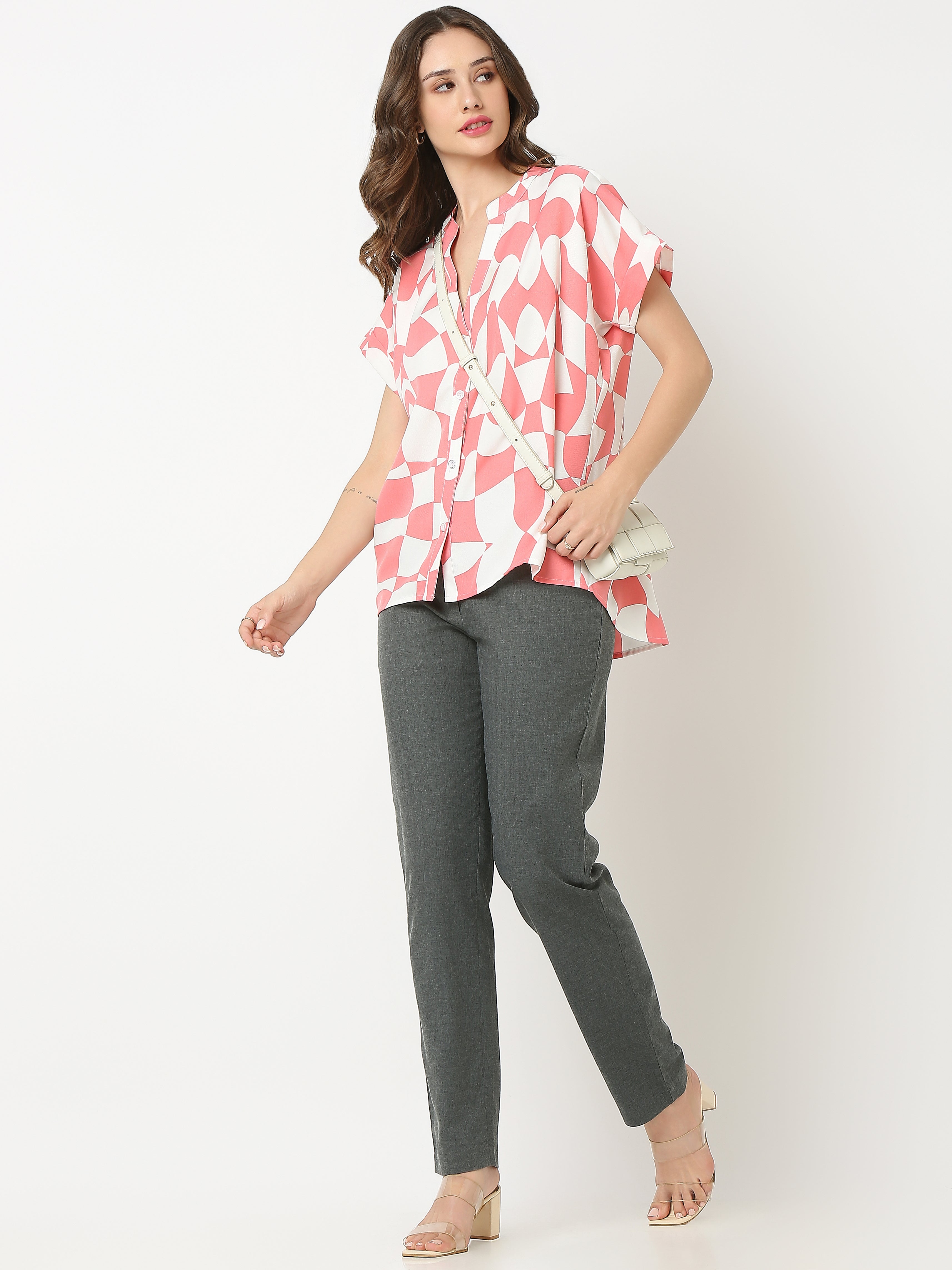 Mandarin Collar Shirt extended sleeves with turn up