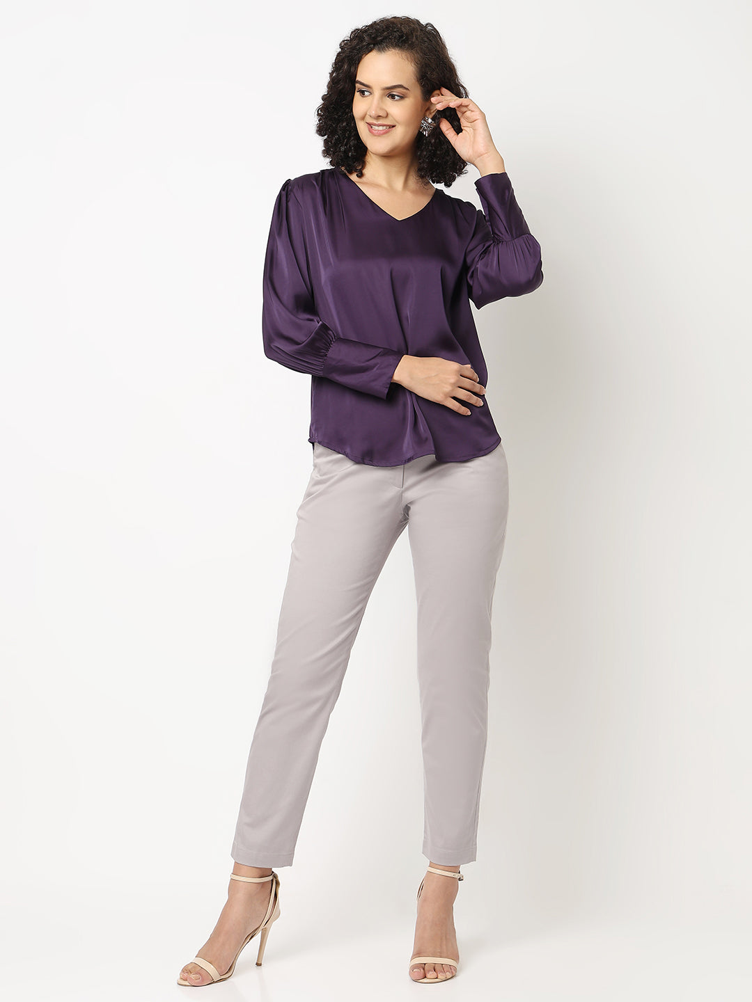 Solid Purple Cuff Top